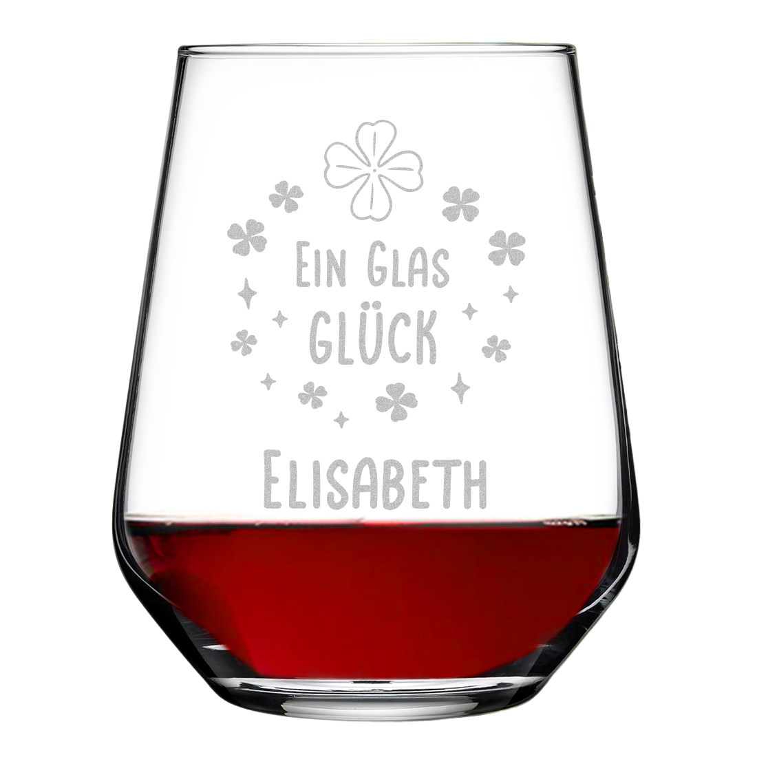 Personalisiertes Weinglas 425 ml mit Gravur - "Ein Glas Glück"