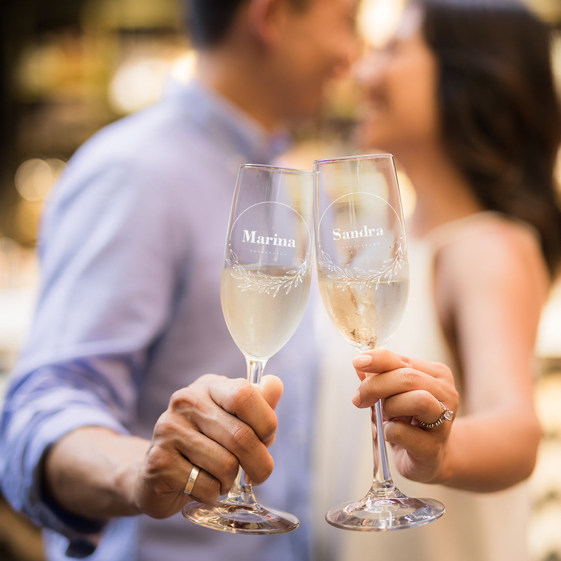 Modernes Sektglas 195 ml mit Gravur für Frauen