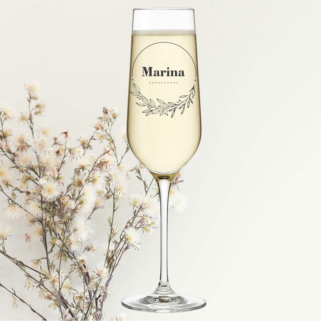 Modernes Sektglas 195 ml mit Gravur für Frauen