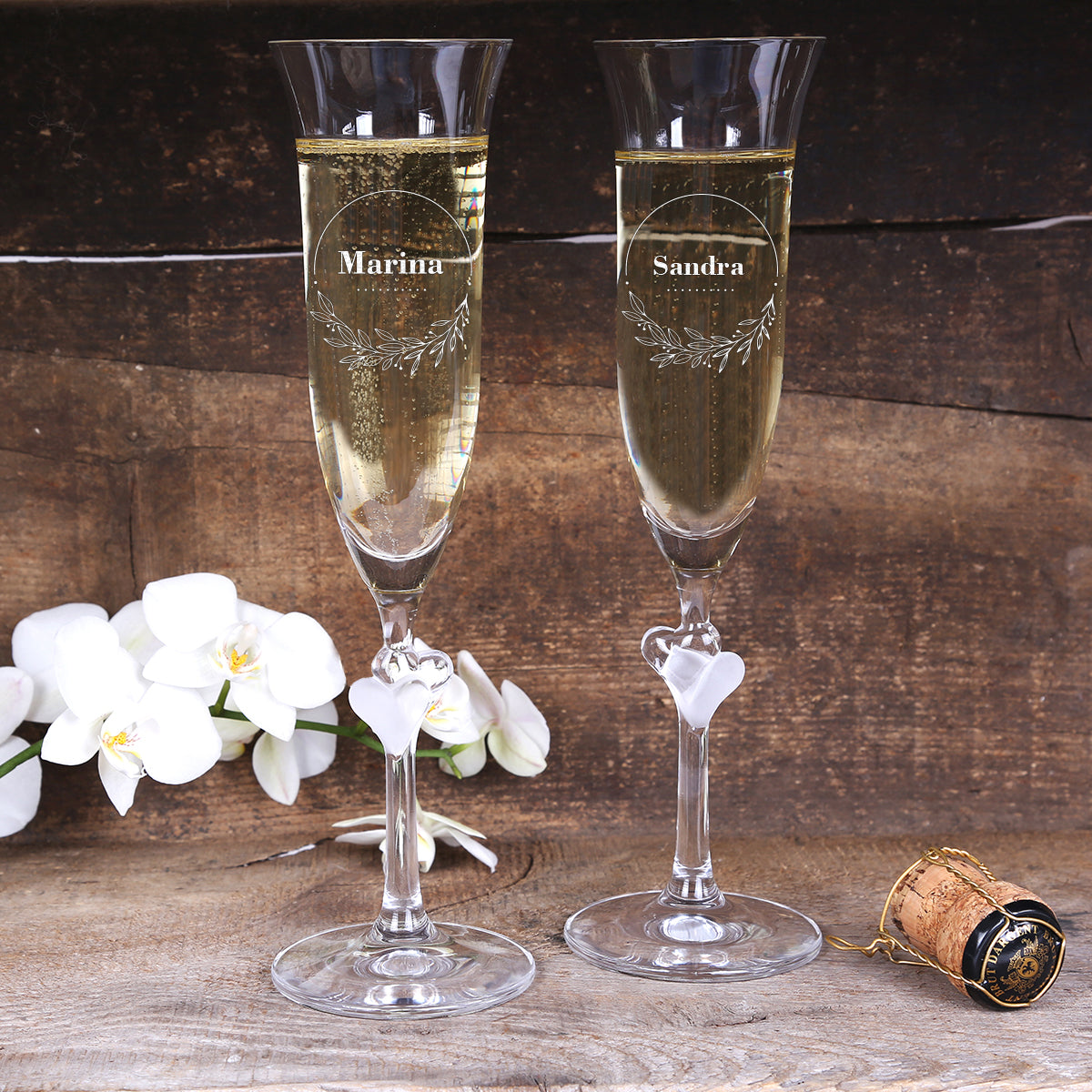 Sektglas 175 ml Herz-Design mit Gravur - Geschenkidee