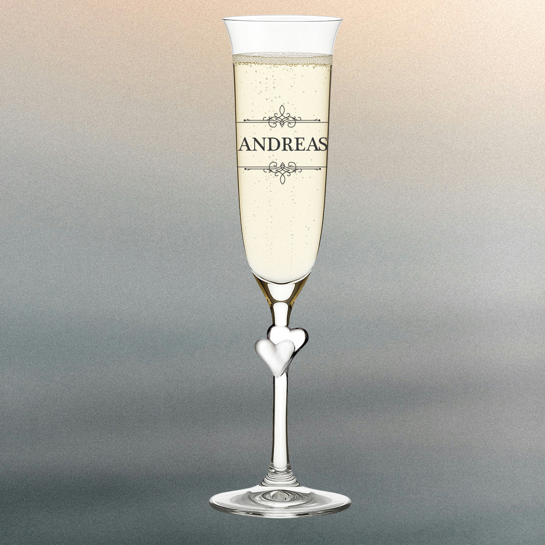 Sektglas 175 ml mit Herzen personalisiert - Motiv "Ornament"