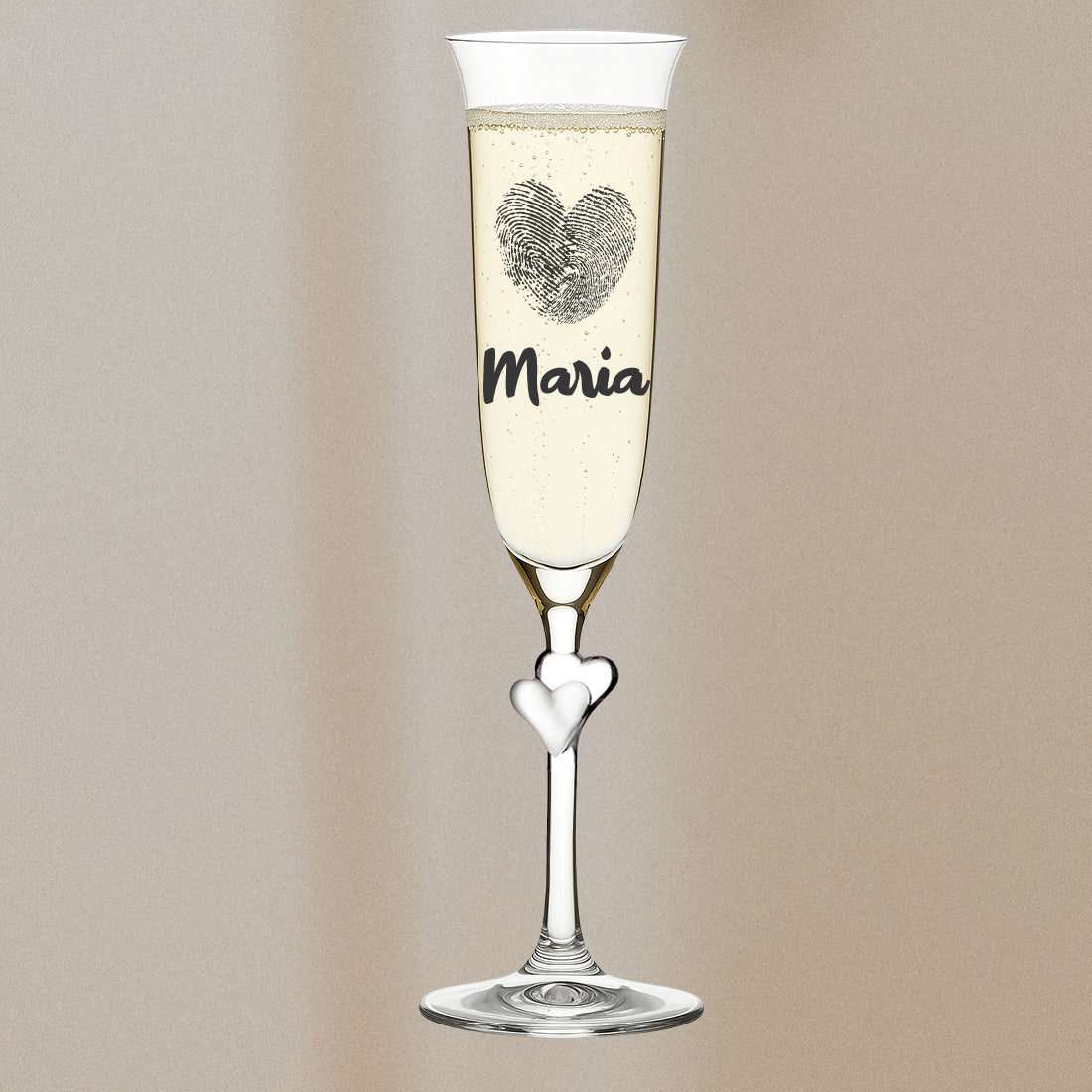 Sektglas 175 ml mit personalisierter Gravur - Herz Fingerabdruck