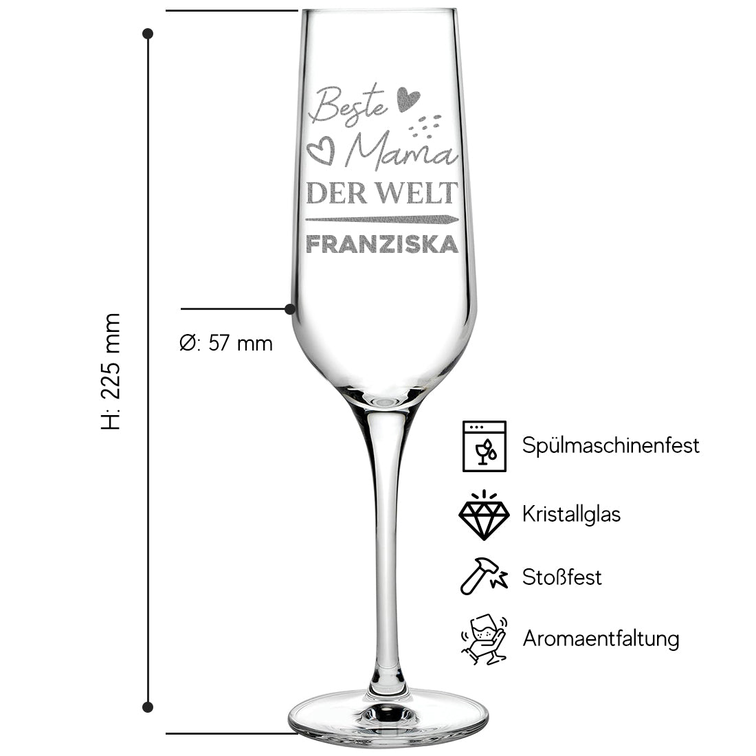Sektglas 195 ml "Beste Mama der Welt" mit Gravur