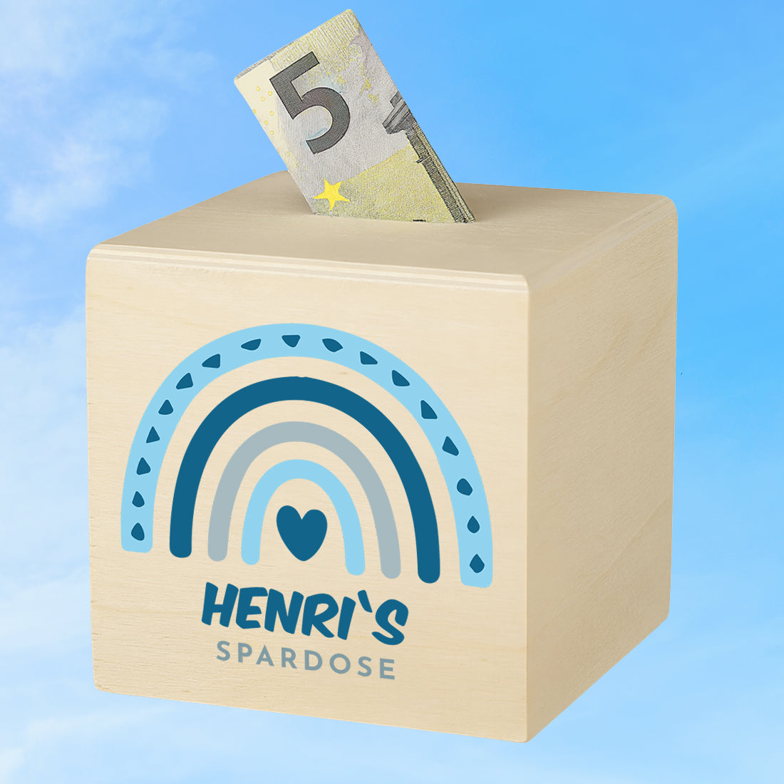 Spardose mit UV-Druck für Kinder Regenbogen