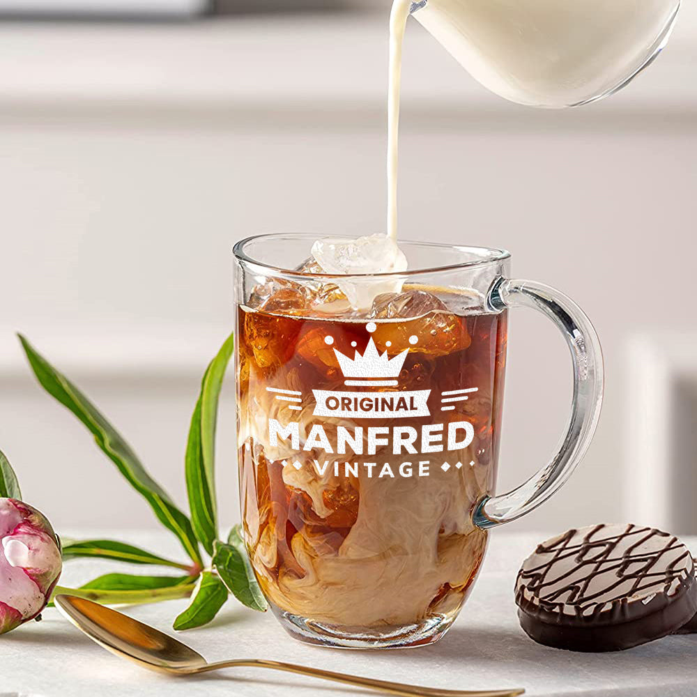 Teebecher aus Glas 380 ml mit Motiv Gravur "Vintage"