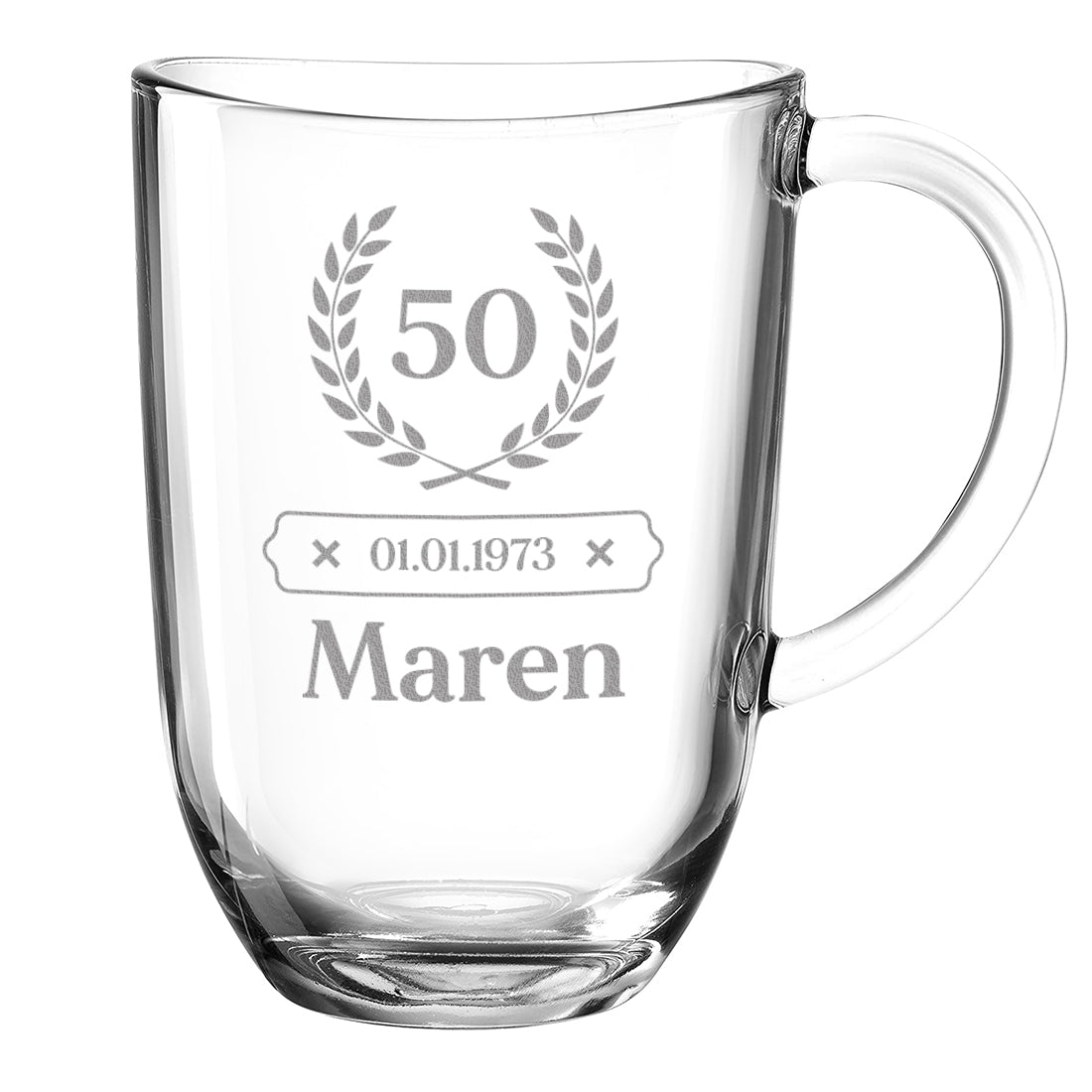 Teeglas 380 ml modern mit personalisierter Gravur - ideal zum Geburtstag