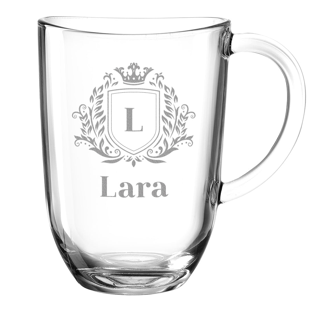 Tee Glastasse groß 380 ml personalisierter Gravur - Motiv Wappen