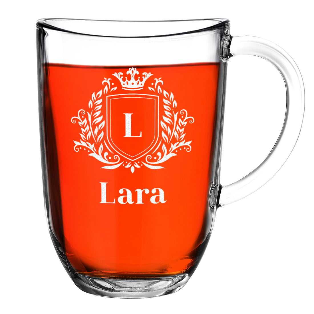Tee Glastasse groß 380 ml personalisierter Gravur - Motiv Wappen