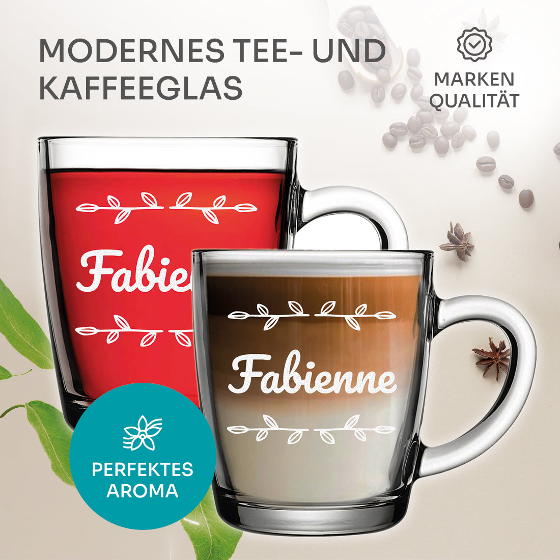 Teeglas 340 ml mit personalisierter Gravur - individuelles Geschenk