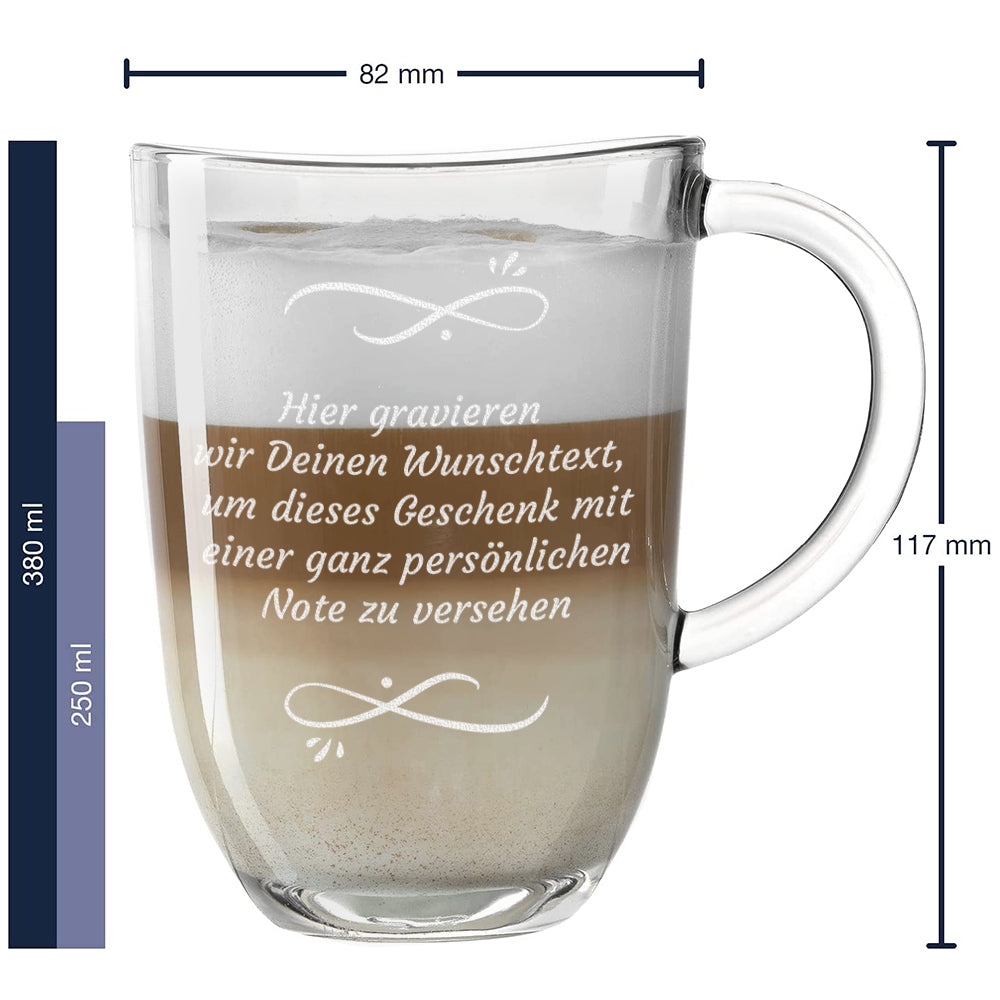 Teeglas Tasse 380 ml mit Gravur - Wunschtext
