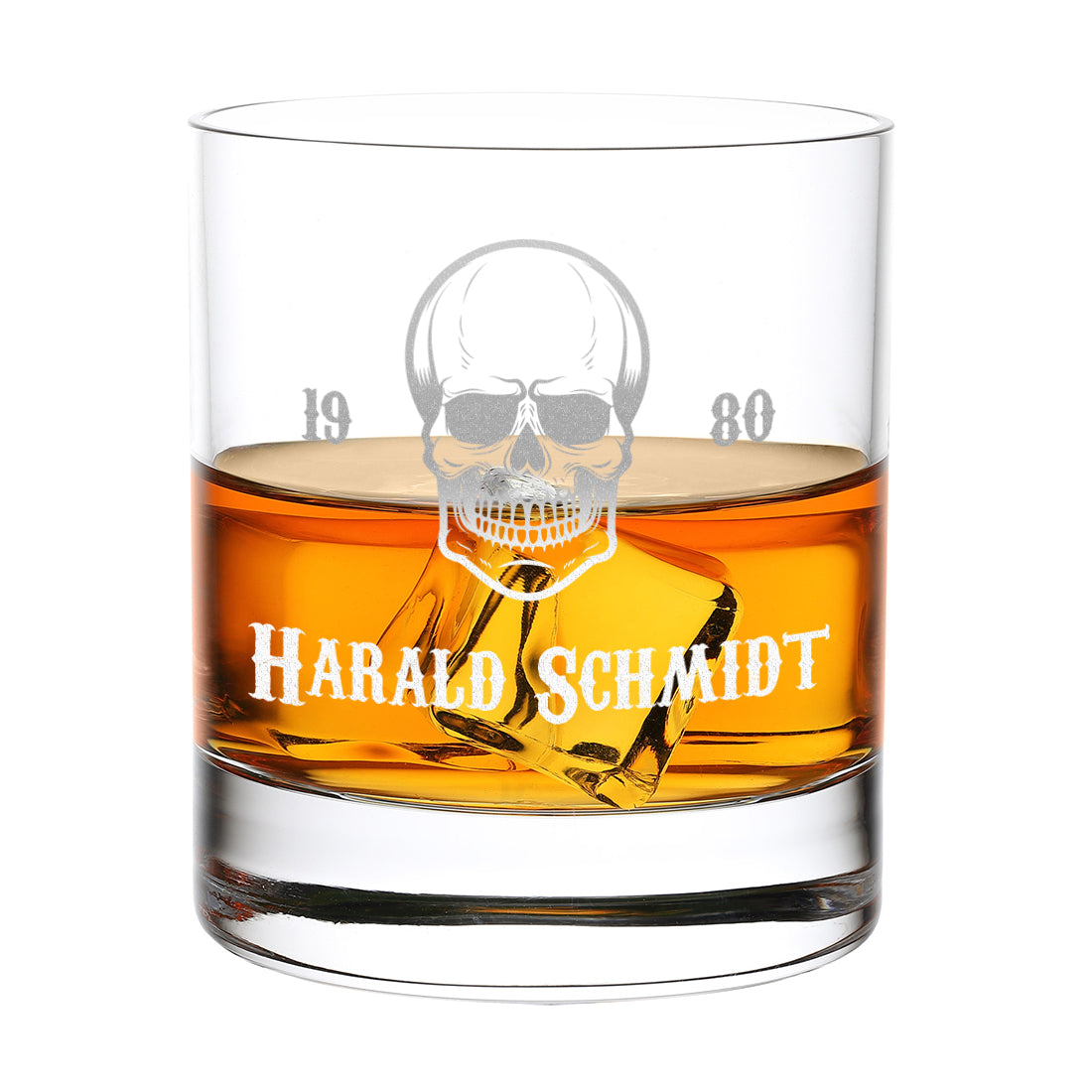 Totenkopf Whiskyglas 320 ml mit personalisierter Wunschgravur
