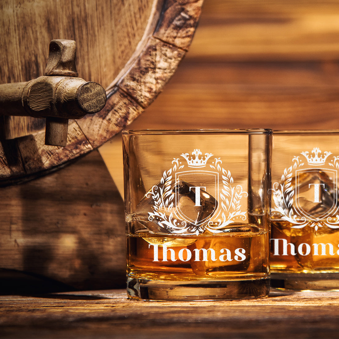 Wasserglas modern 320 ml mit personalisierter Gravur - Motiv "Wappen"