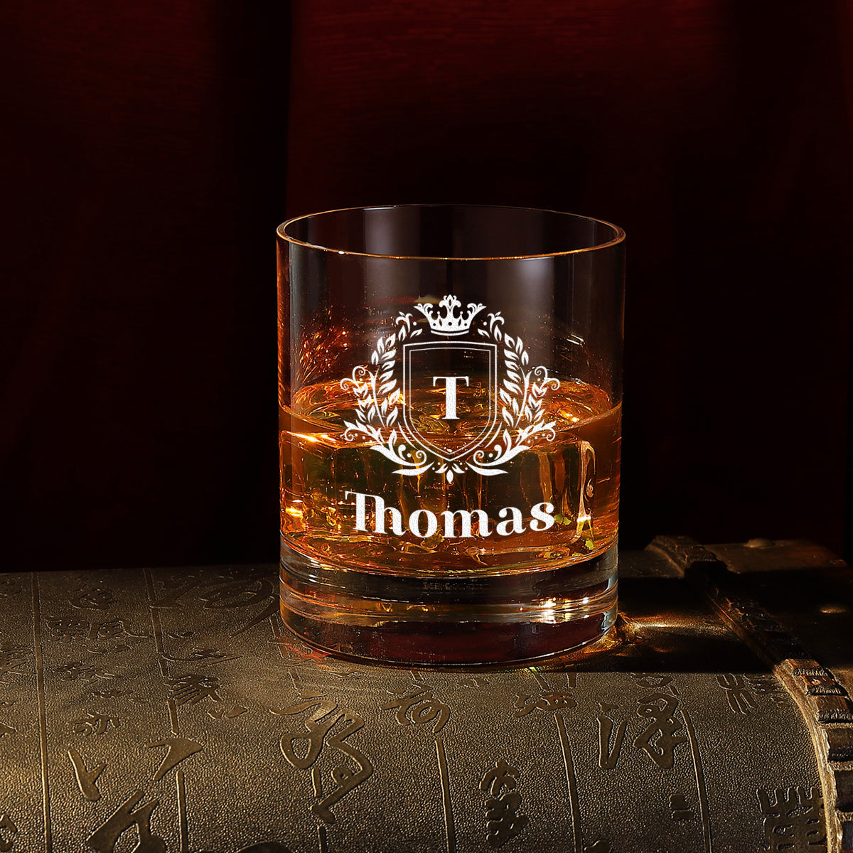 Wasserglas modern 320 ml mit personalisierter Gravur - Motiv "Wappen"