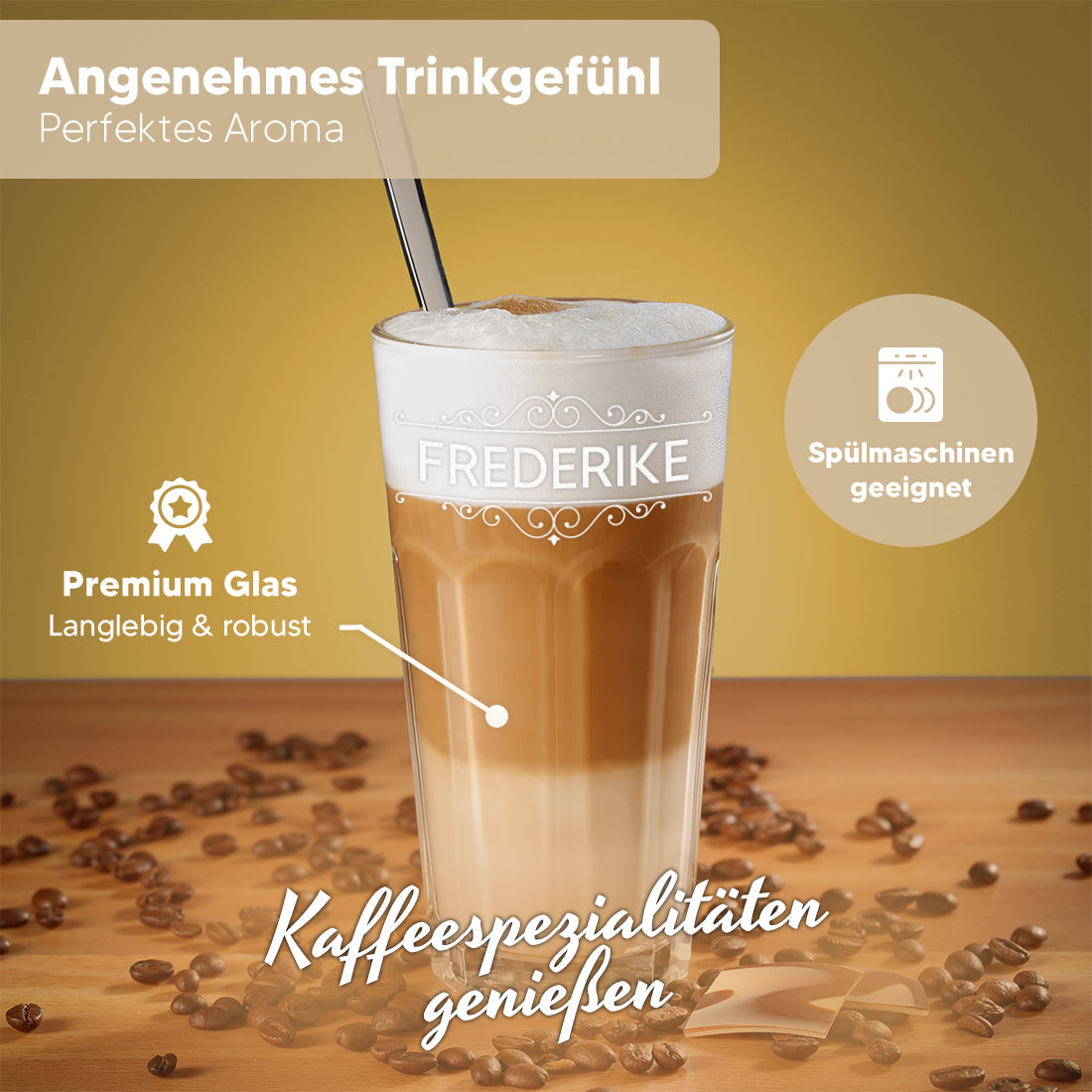 Latte Macchiato Trinkglas 480 ml mit Gravur - Motiv "Ornament"