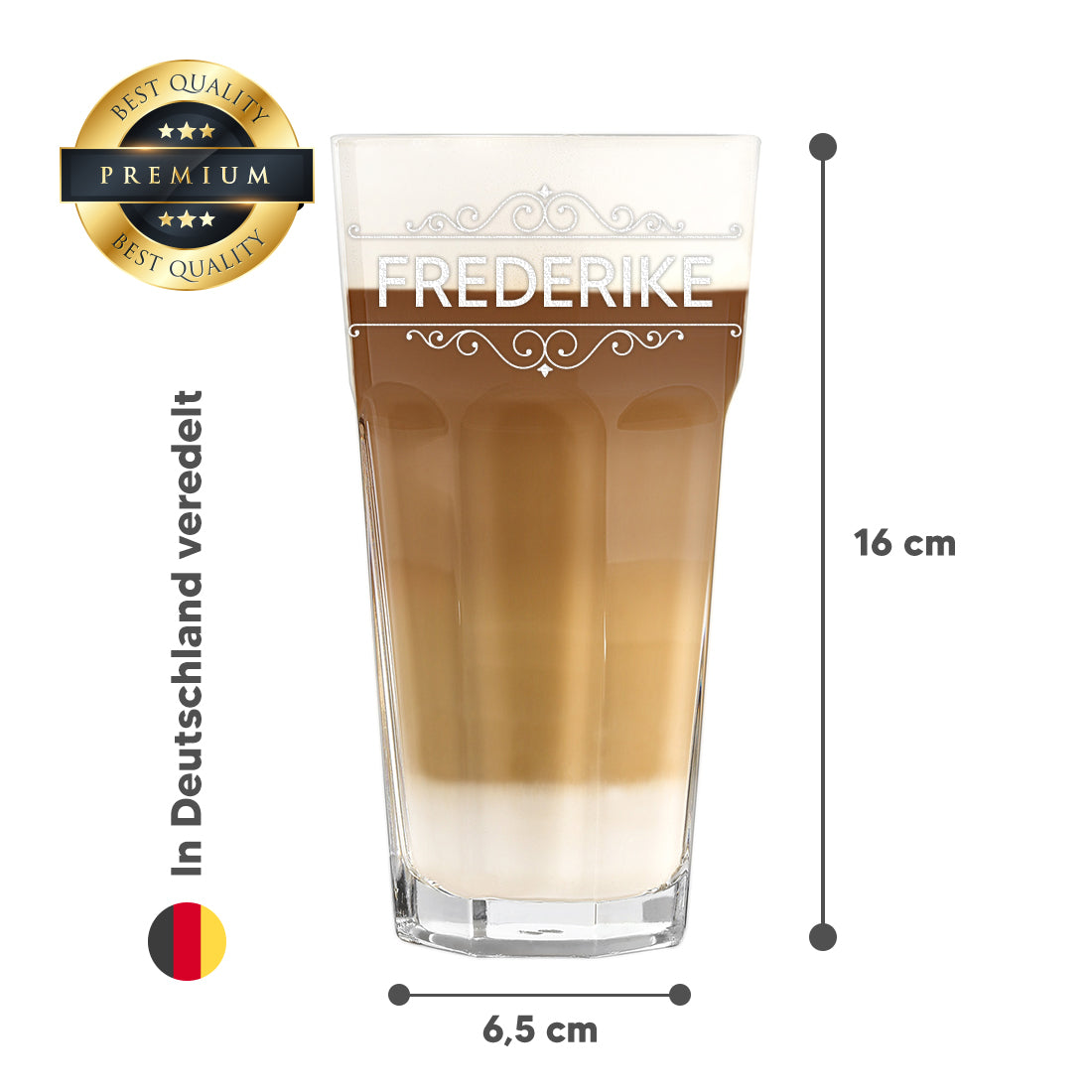 Latte Macchiato Trinkglas 480 ml mit Gravur - Motiv "Ornament"