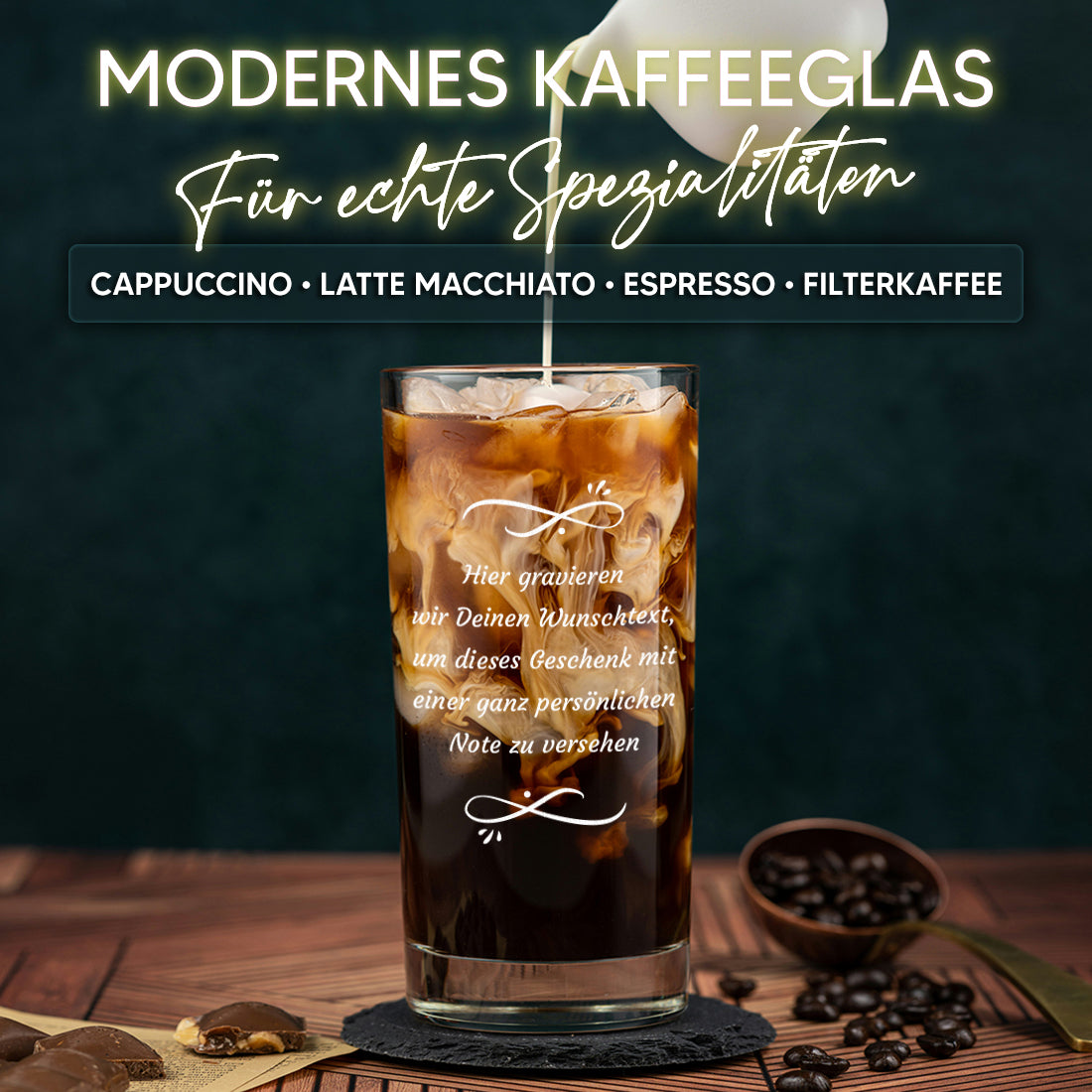 Trinkglas 485 ml für Drinks, Wasser & Cocktails mit Gravur