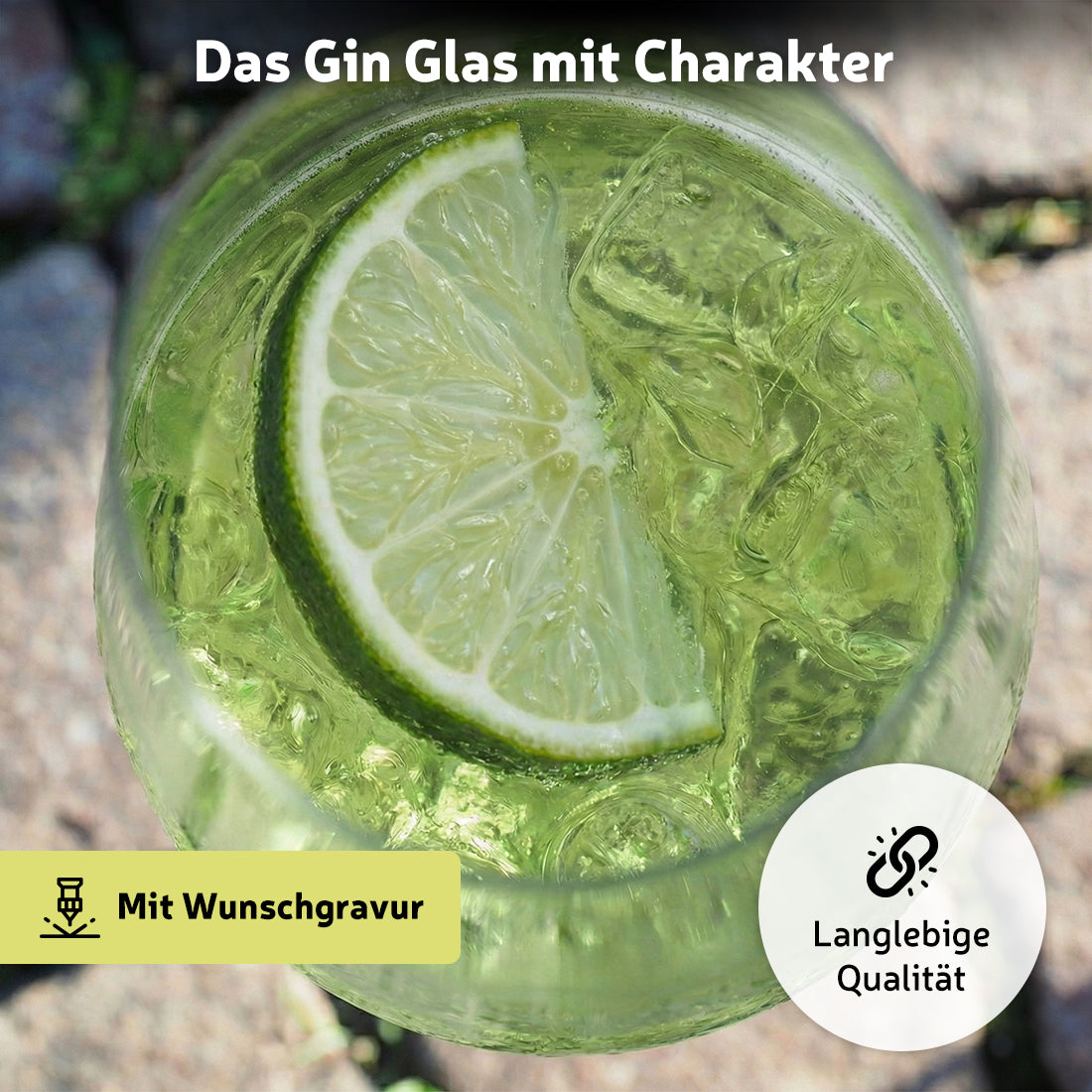 Gin Tonic Glas 560 ml mit personalisierter Gravur - "Nach Dir die Ginflut"