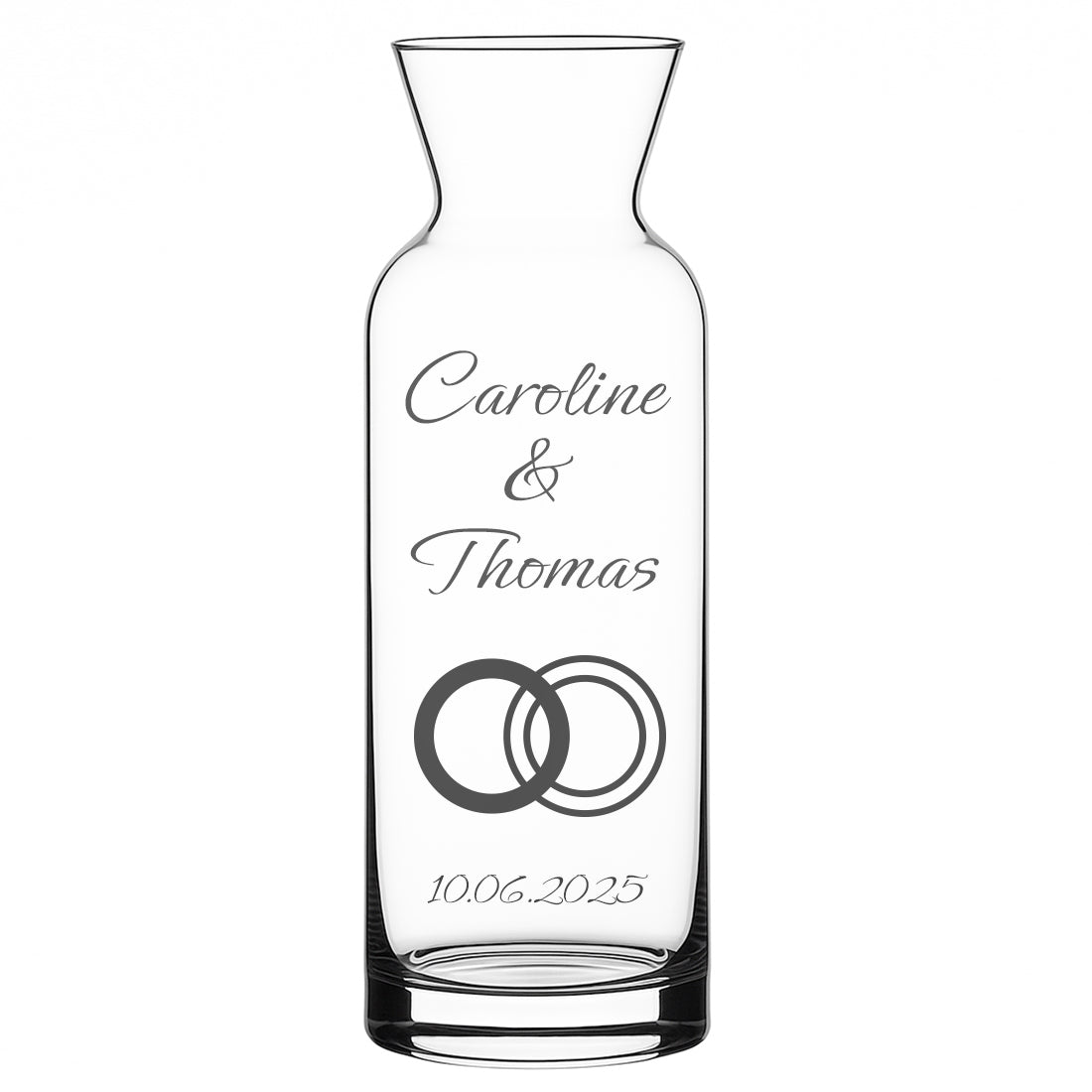 Gravierte Blumenvase mit zwei doppelten Ringen und Wunschtext