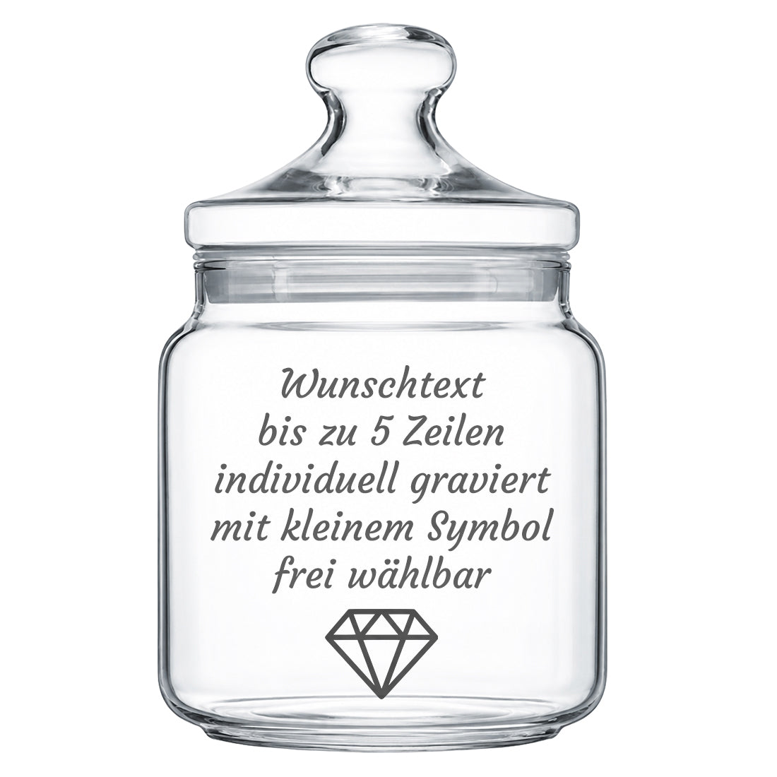 Keksglas mit persönlicher Gravur und Diamant-Symbol