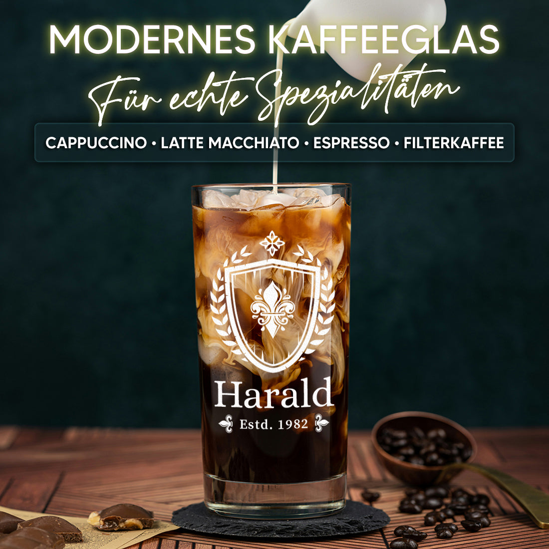 Wasser Trinkglas 485 ml mit personalisierter Gravur