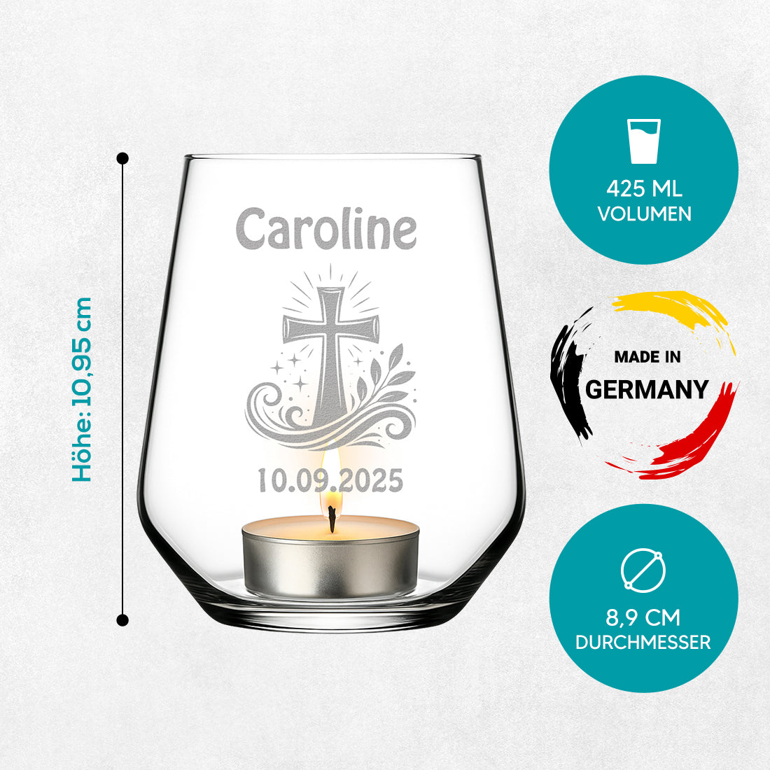 Personalisiertes Teelicht zur Konfirmation & Kommunion mit Gravur
