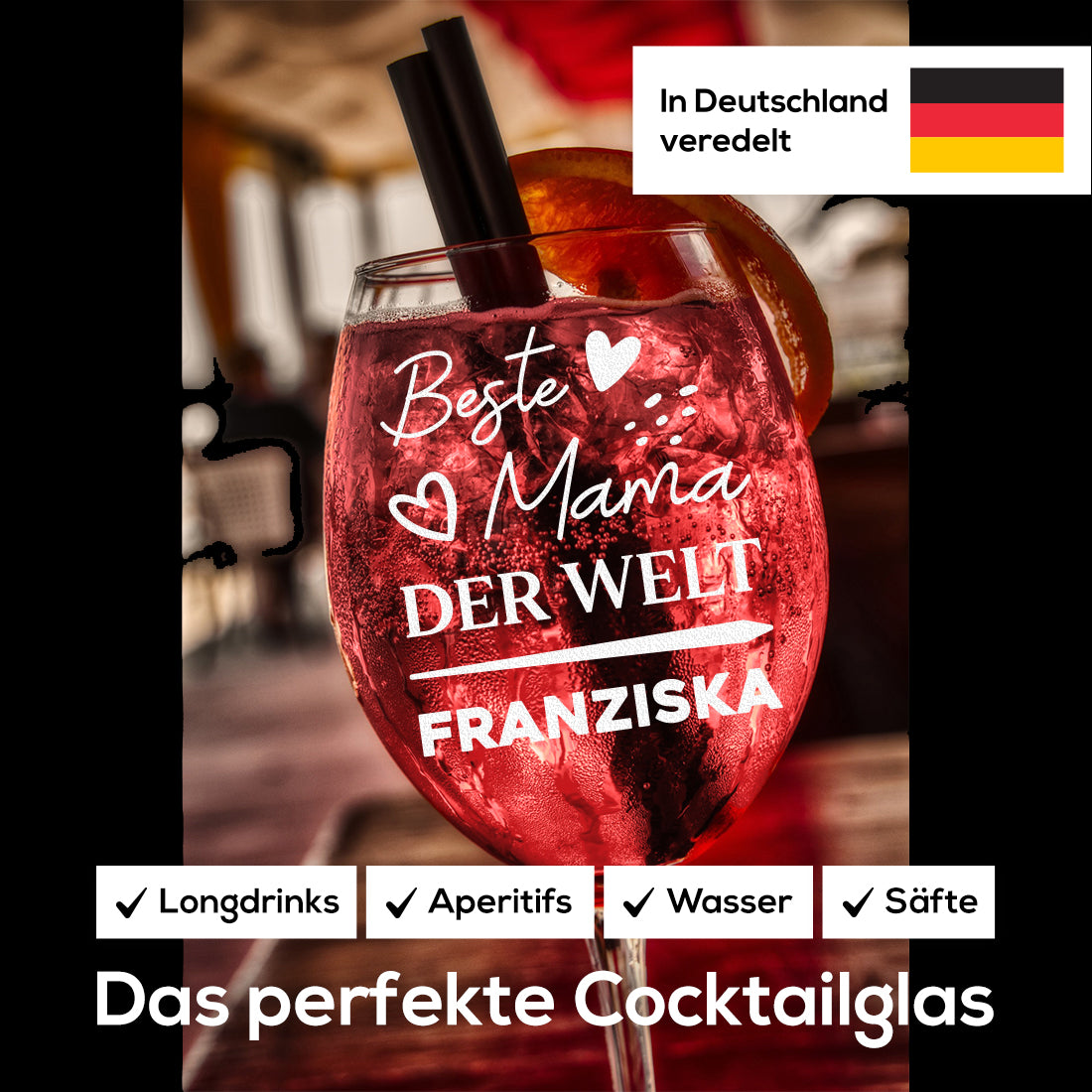 Weinglas 460 ml mit personalisierter Gravur - Beste Mama der Welt