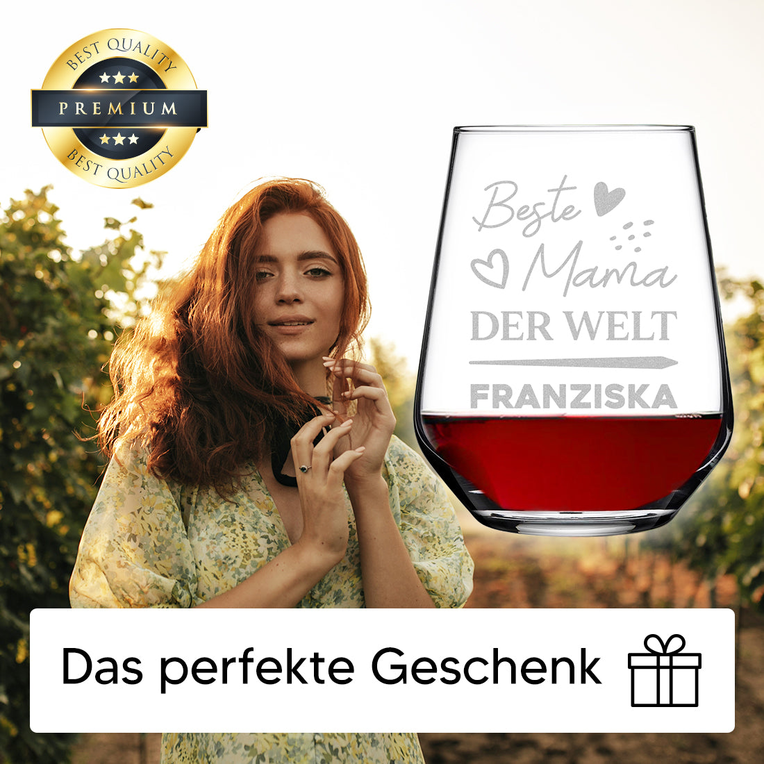 Weinglas elegant 425 ml mit Gravur "Beste Mama der Welt"