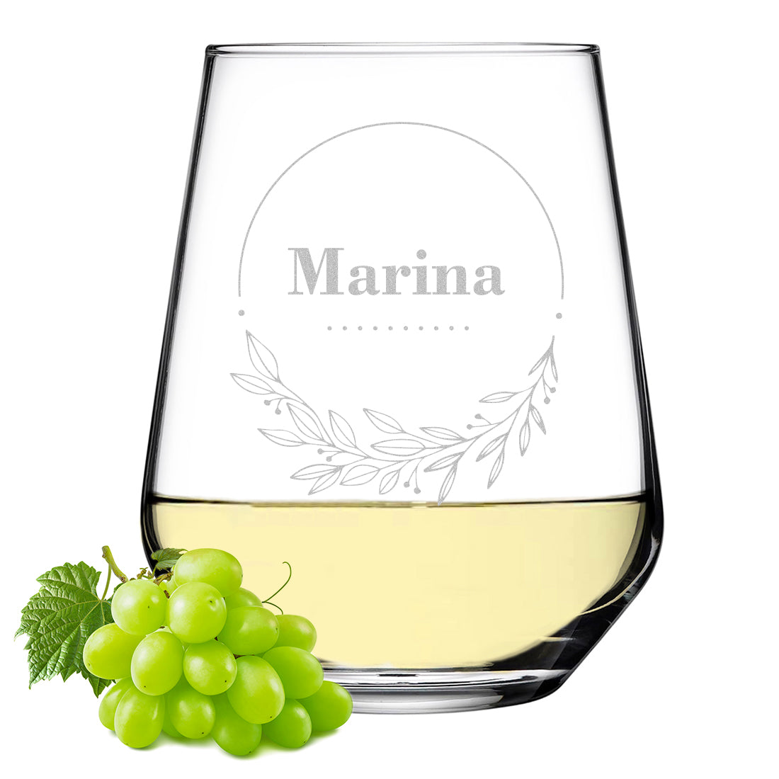 Weinglas 425 ml mit personalisierter Gravur - Blumenkreis