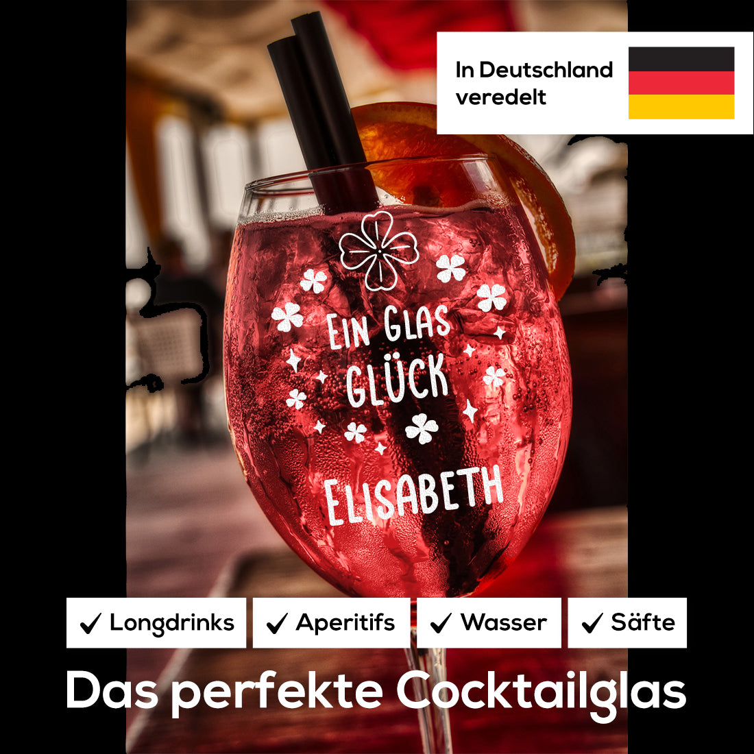 Weinglas 460 ml mit Gravur "Ein Glas Glück"