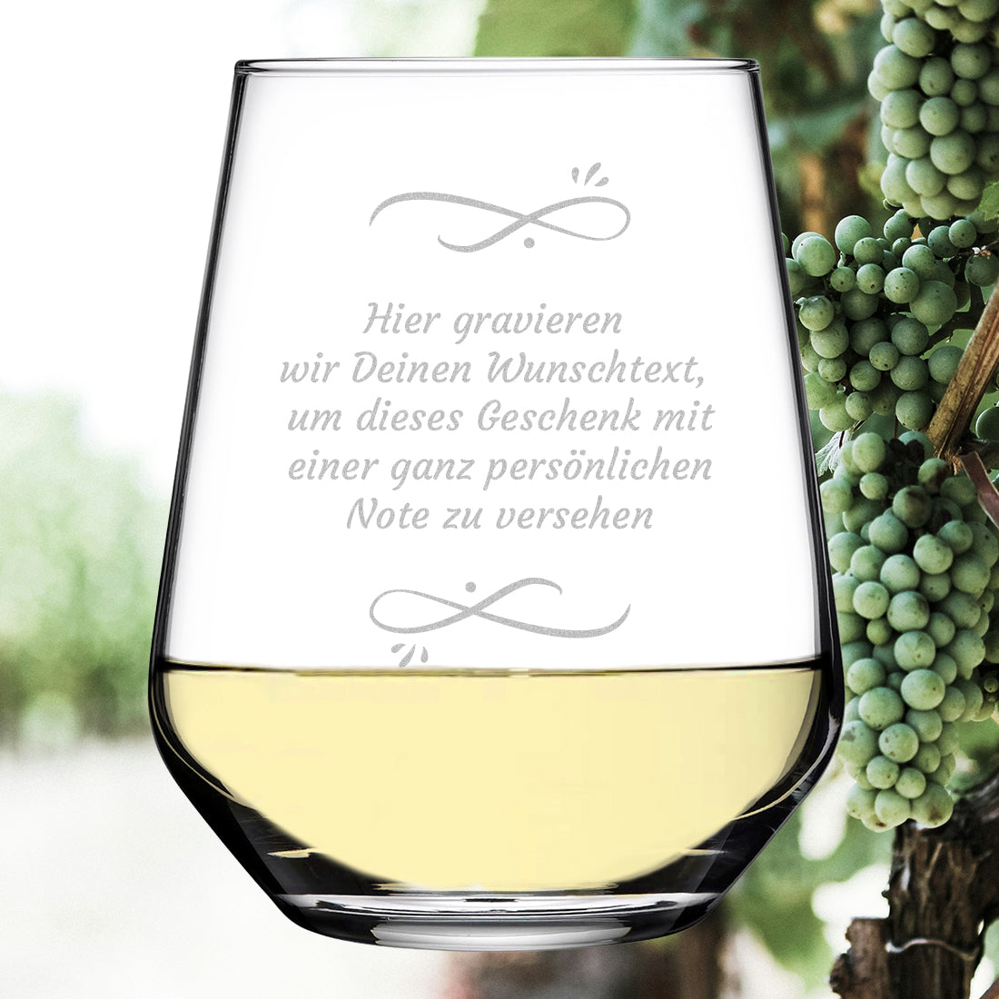 Weinglas modern 425 ml mit Wunschtext Gravur