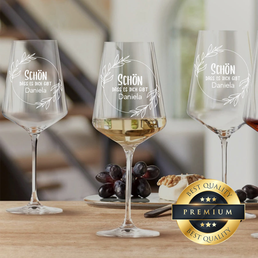 Weinglas 560 ml für Weißwein mit Gravur - Schön das es dich gibt