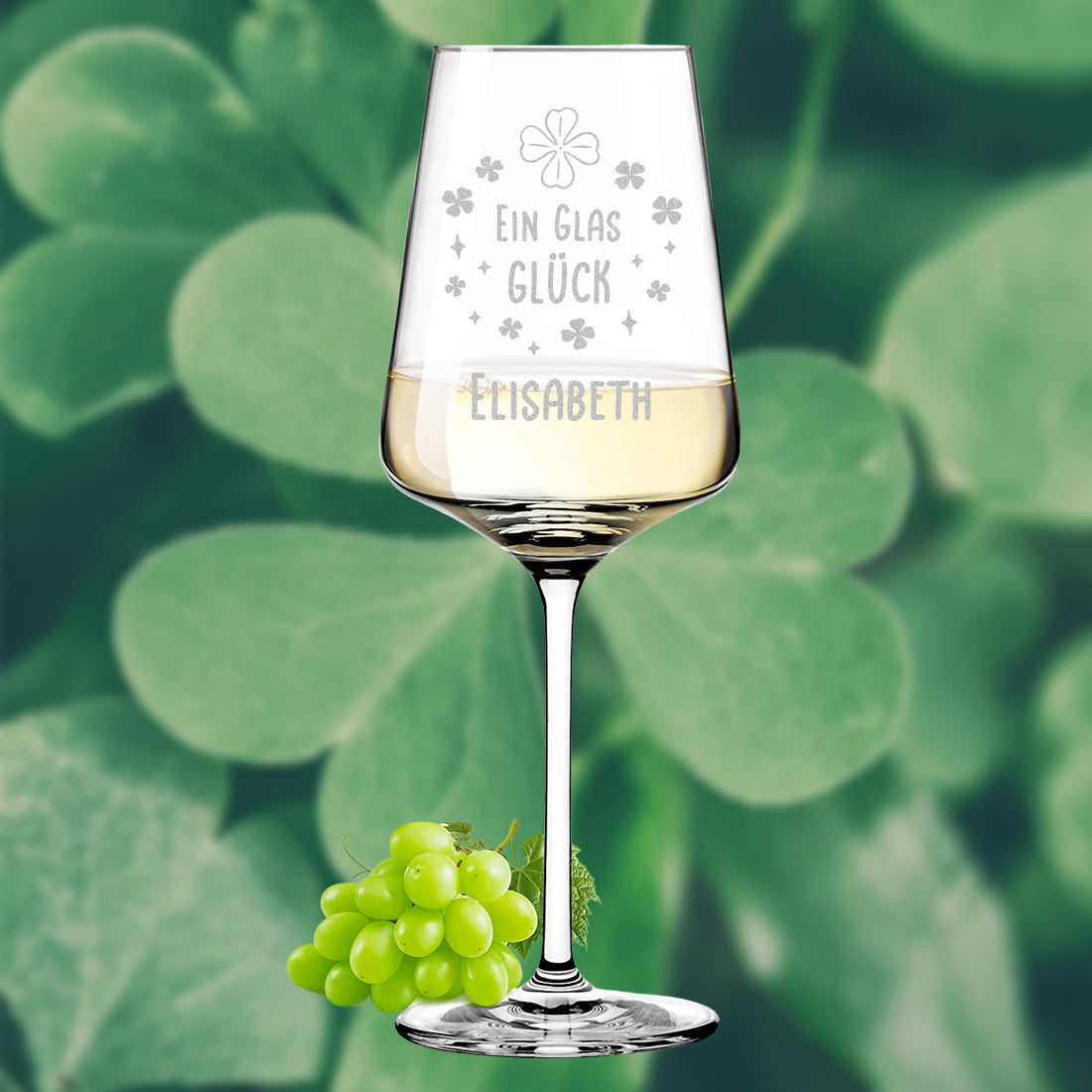 Weinglas 560 ml modern mit Gravur "Ein Glas Glück"