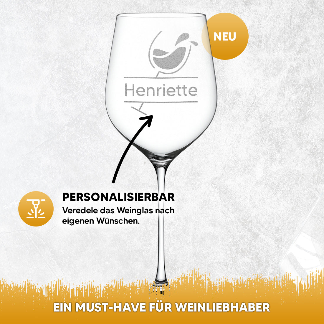 Personalisiertes Weinglas 440 ml "Wein-Motiv" mit Gravur