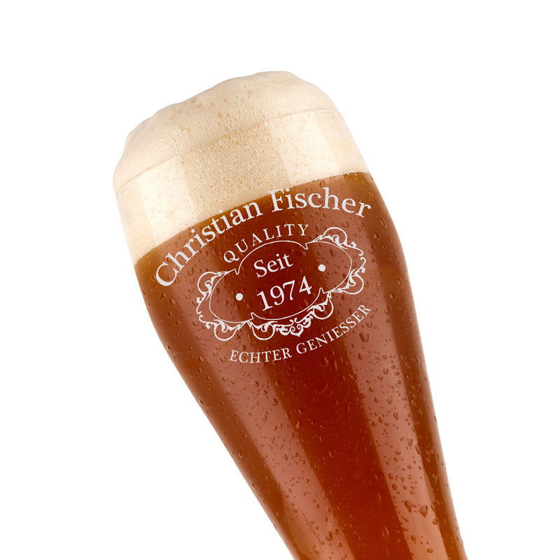 Weizenglas 0,5 Liter für Männer mit Wunschgravur