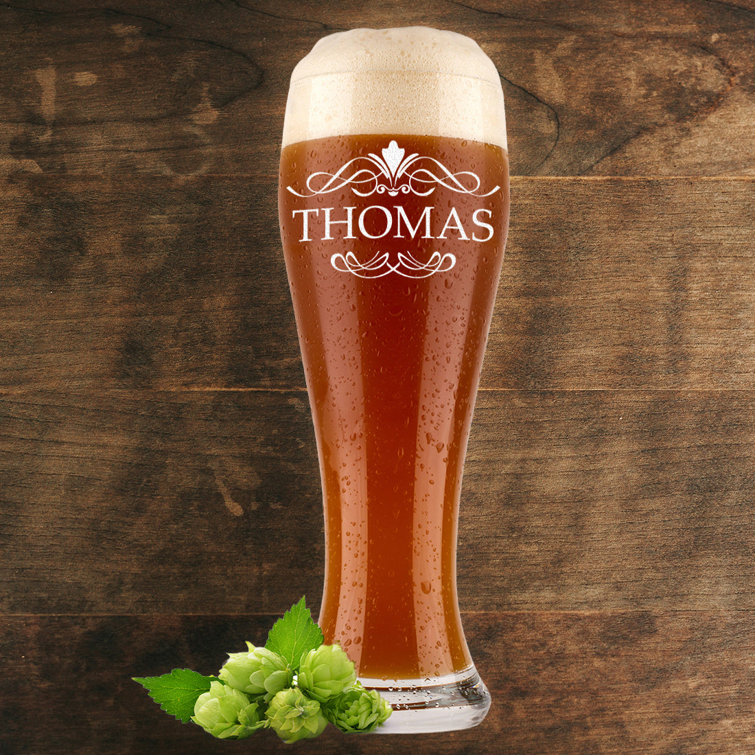 Personalisiertes Weizenbierglas "Ornament" 0,5 L mit Gravur