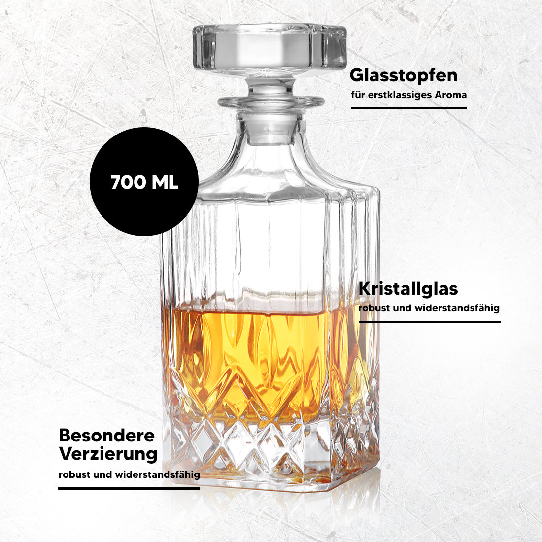 Whisky Crystal Dekanter 700 ml - perfekt für deine Bar