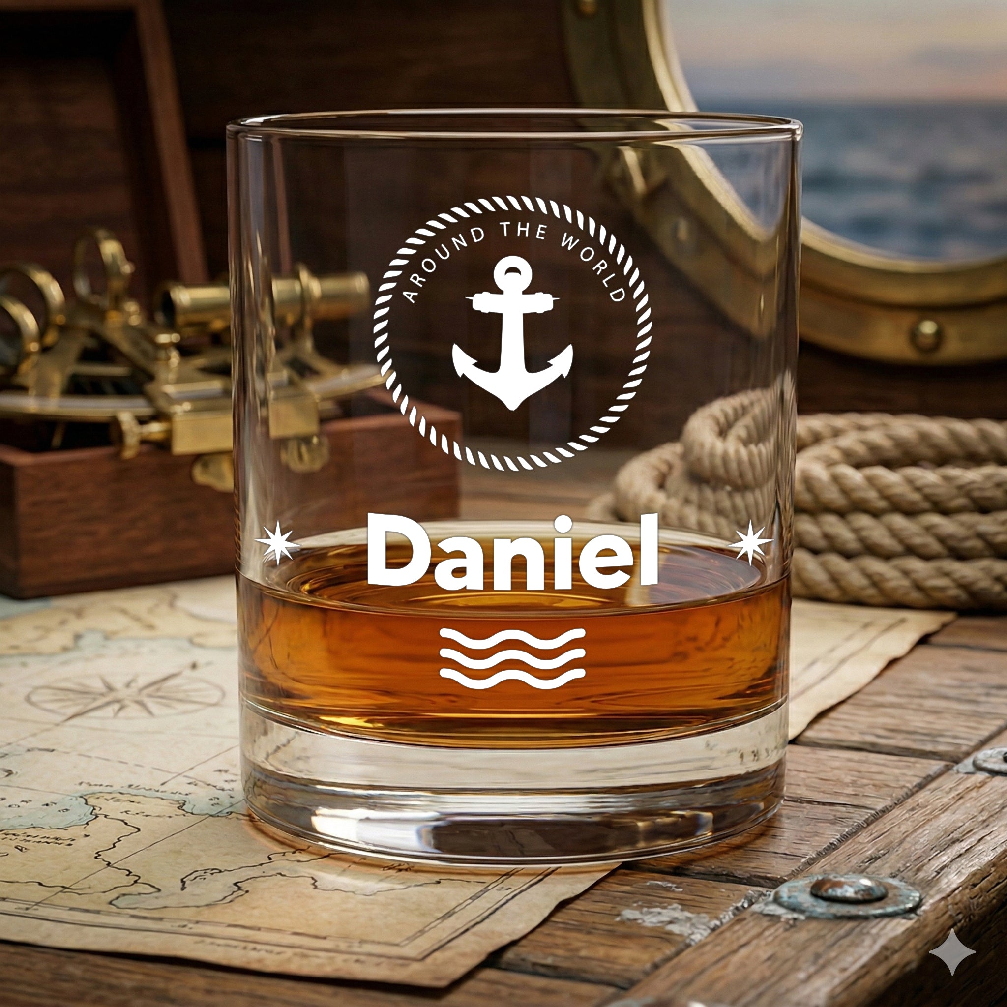 Whisky Tumbler 320 ml modern mit personalisierter Gravur - Motiv Anker
