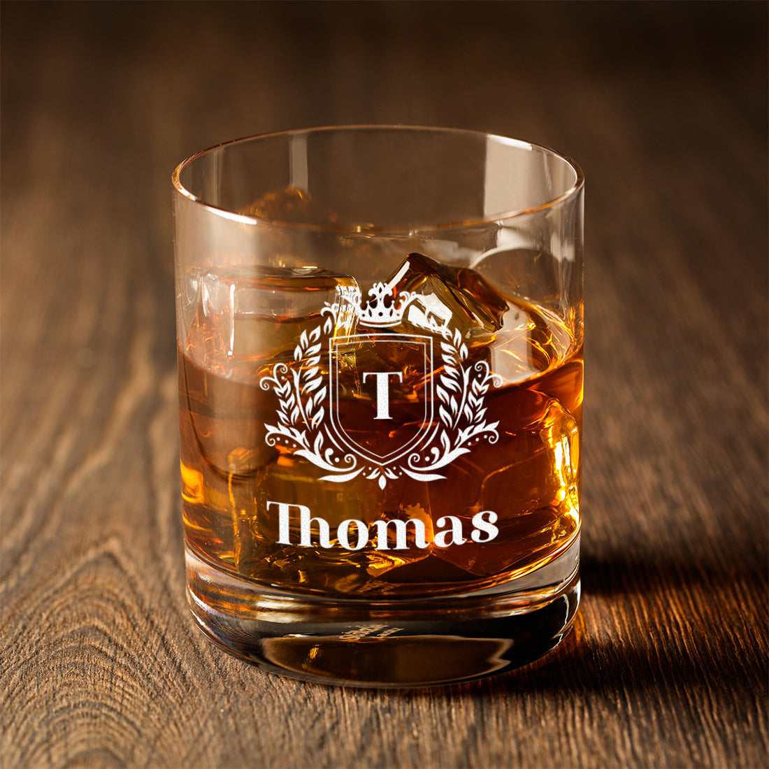 Whisky Totenkopf Dekanter 850 ml & 2 Whiskygläser 320 ml mit Gravur - Motiv Wappen