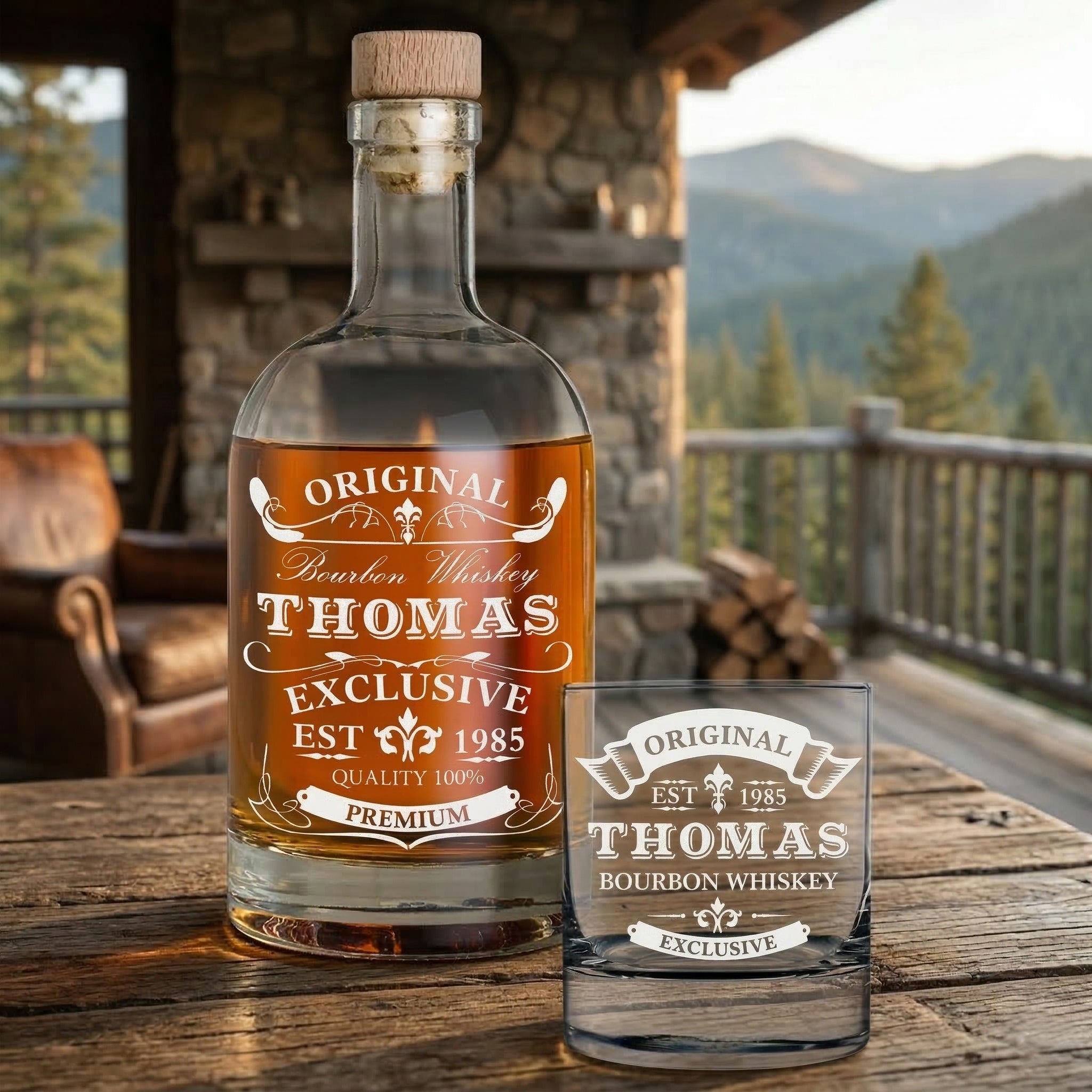 2-tlg Whisky-Set Flasche 700 ml & Tumbler 320 ml mit Gravur - Motiv Original Exclusive