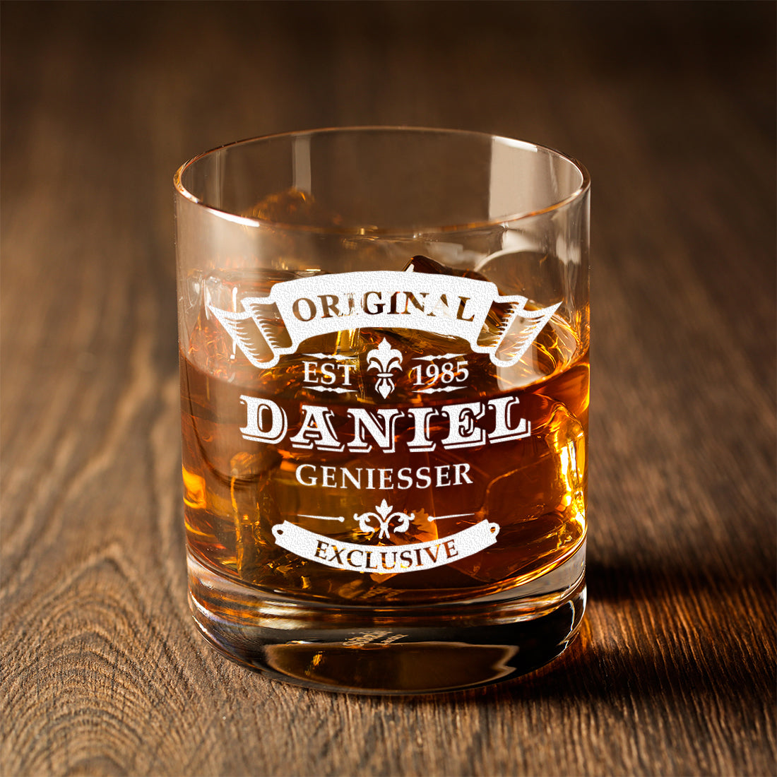 Whisky-Set Dekanter 850 ml & 2 Whiskygläser 320 ml mit Gravur - Ideal als Geschenk