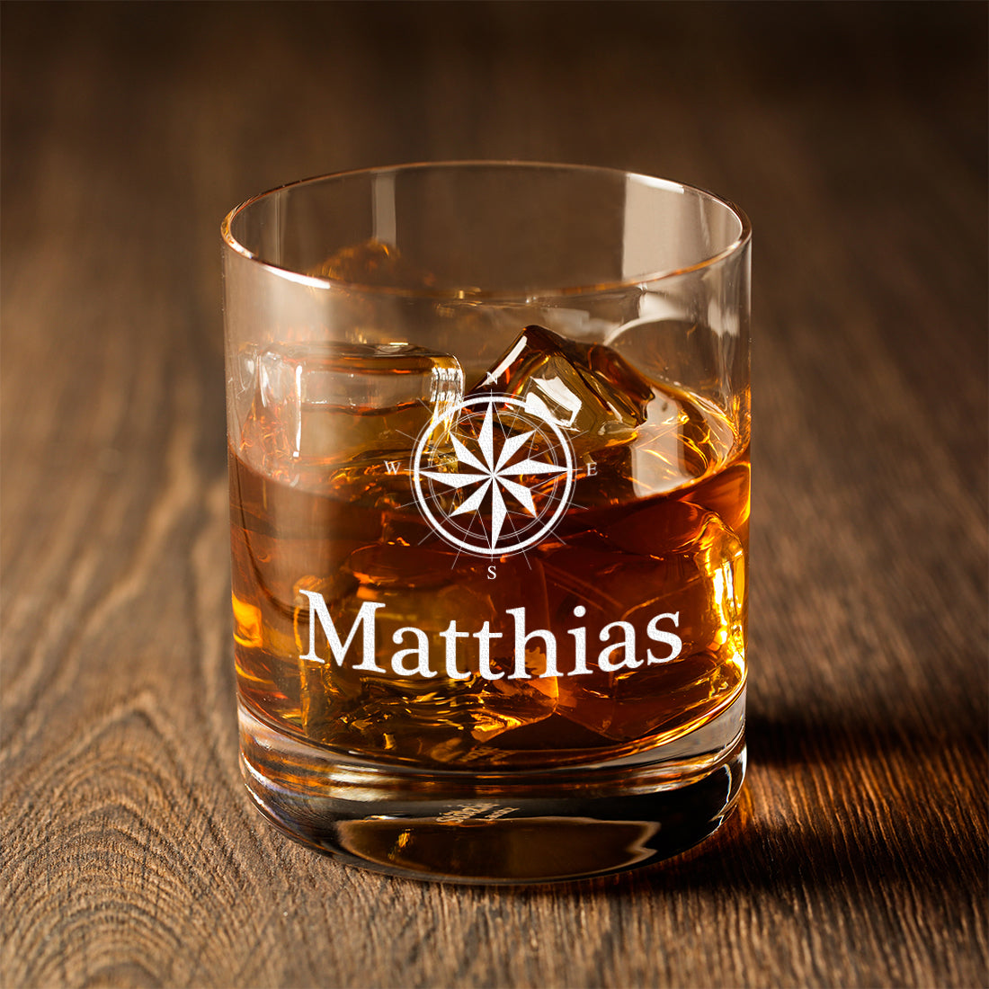 2-teiliges Geschenkset Totenkopf Karaffe 850 ml und Whiskyglas 320 ml - Motiv Kompass