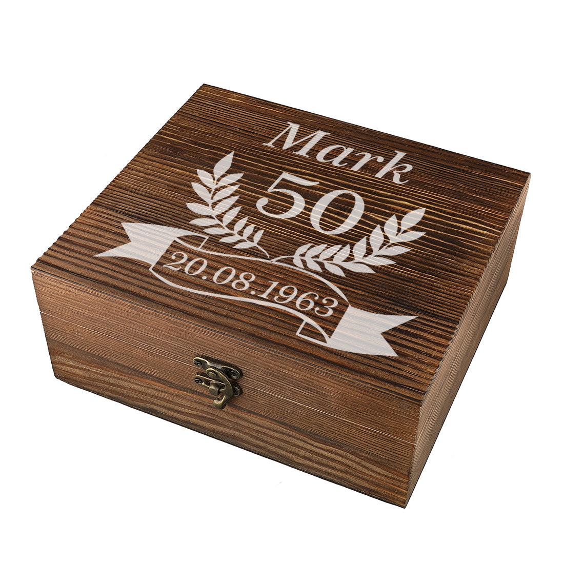Whisky Geschenkset mit Kühlsteinen, 2 Whiskygläser und gravierter Kiste - Motiv Jubiläum