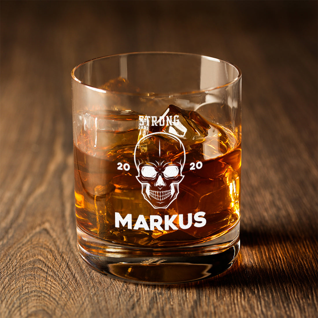 Skull-Dekanter 850 ml und 2 Whiskygläser 320 ml mit Gravur - Motiv "Totenkopf"