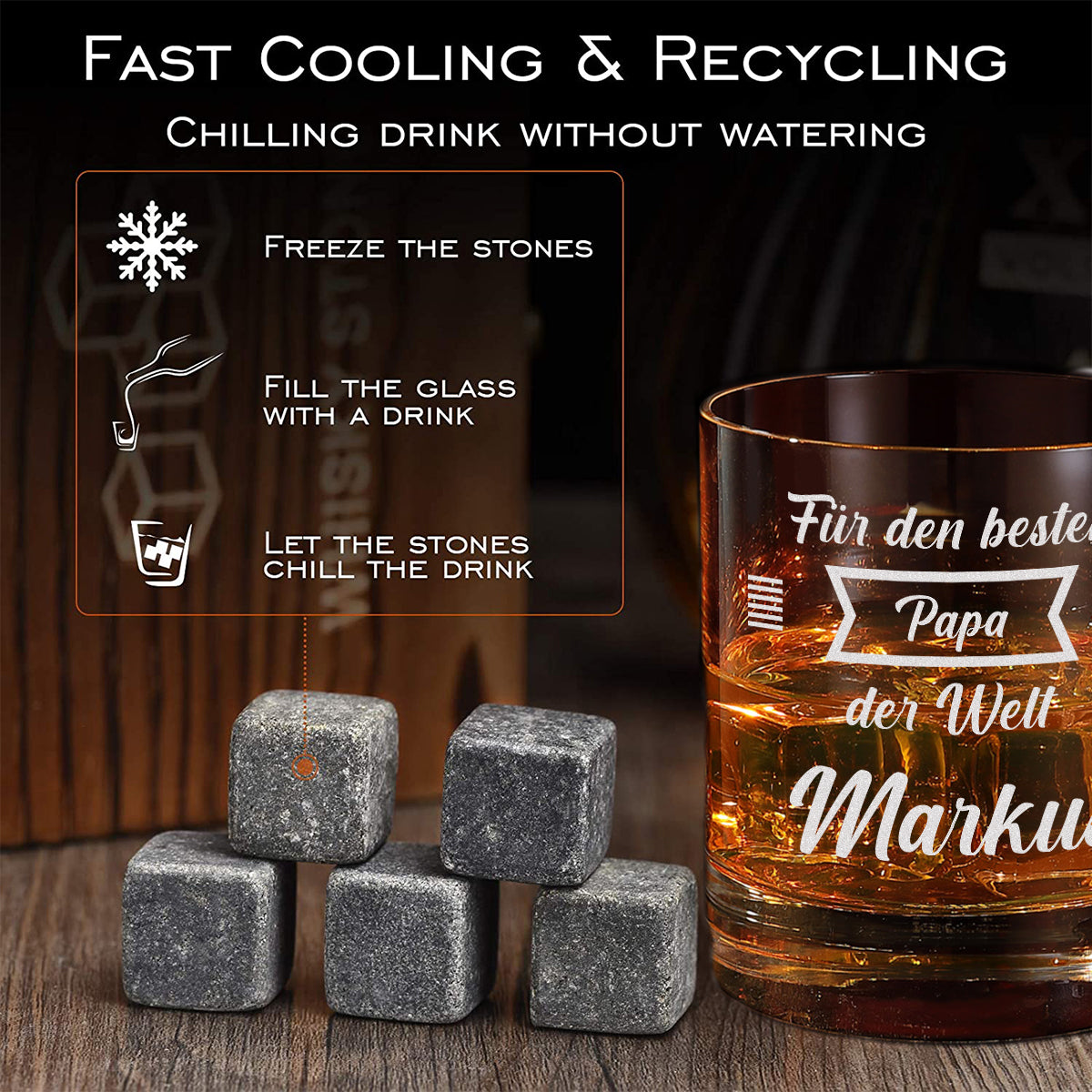 Whisky Geschenkset 5-teilig mit personalisierter Gravur - Für den besten Papa der Welt