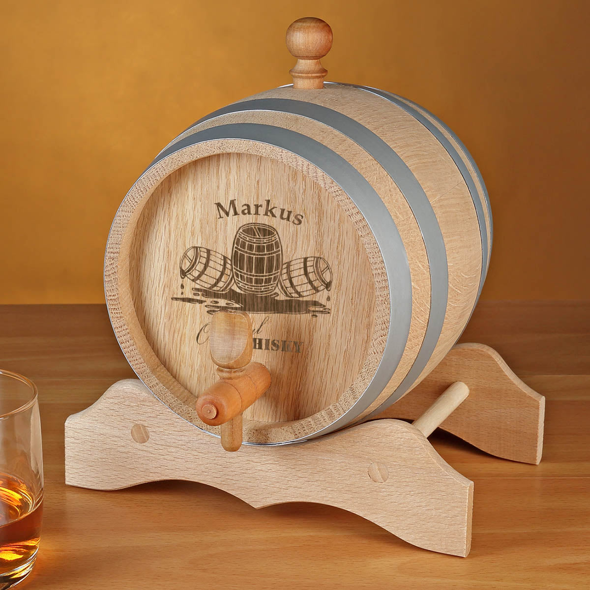 Holzfass für Whisky mit personalisierter Gravur - Motiv Original Whisky