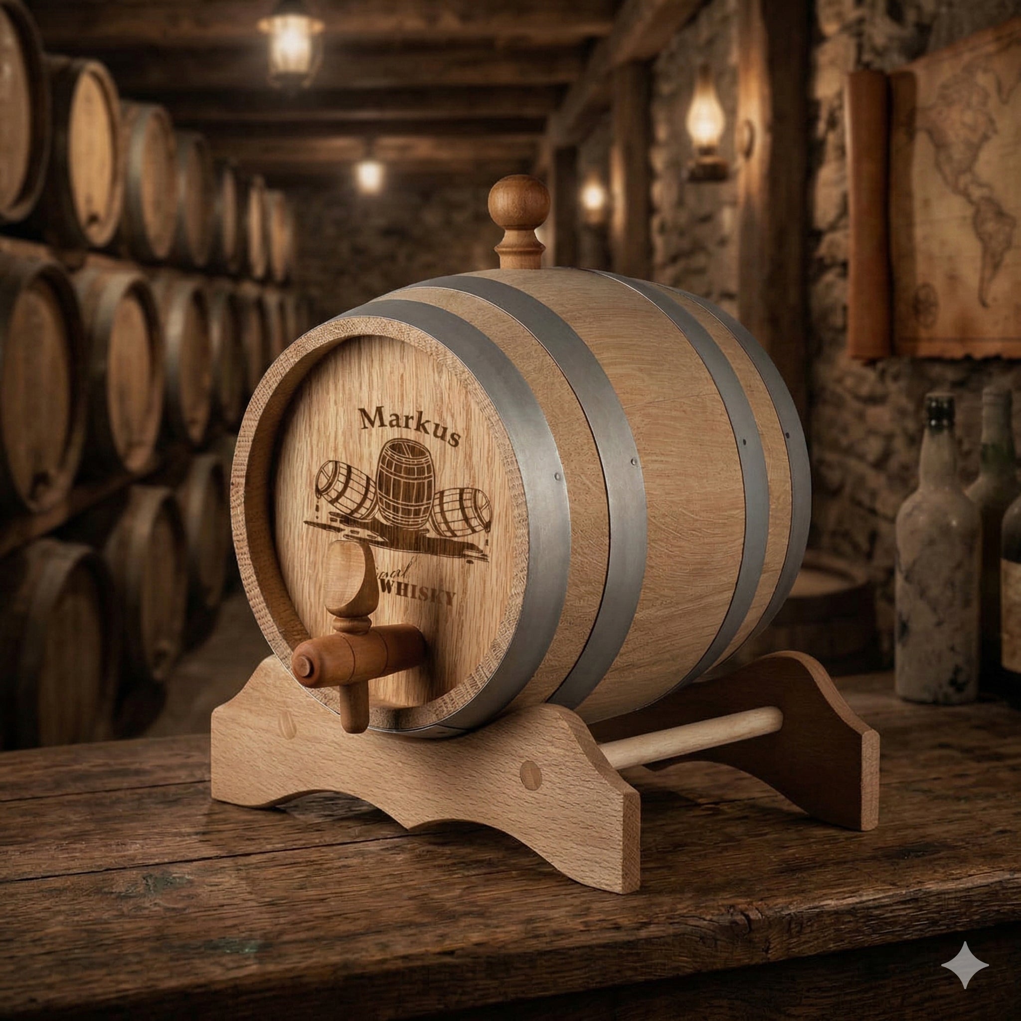 Holzfass für Whisky mit personalisierter Gravur - Motiv Original Whisky