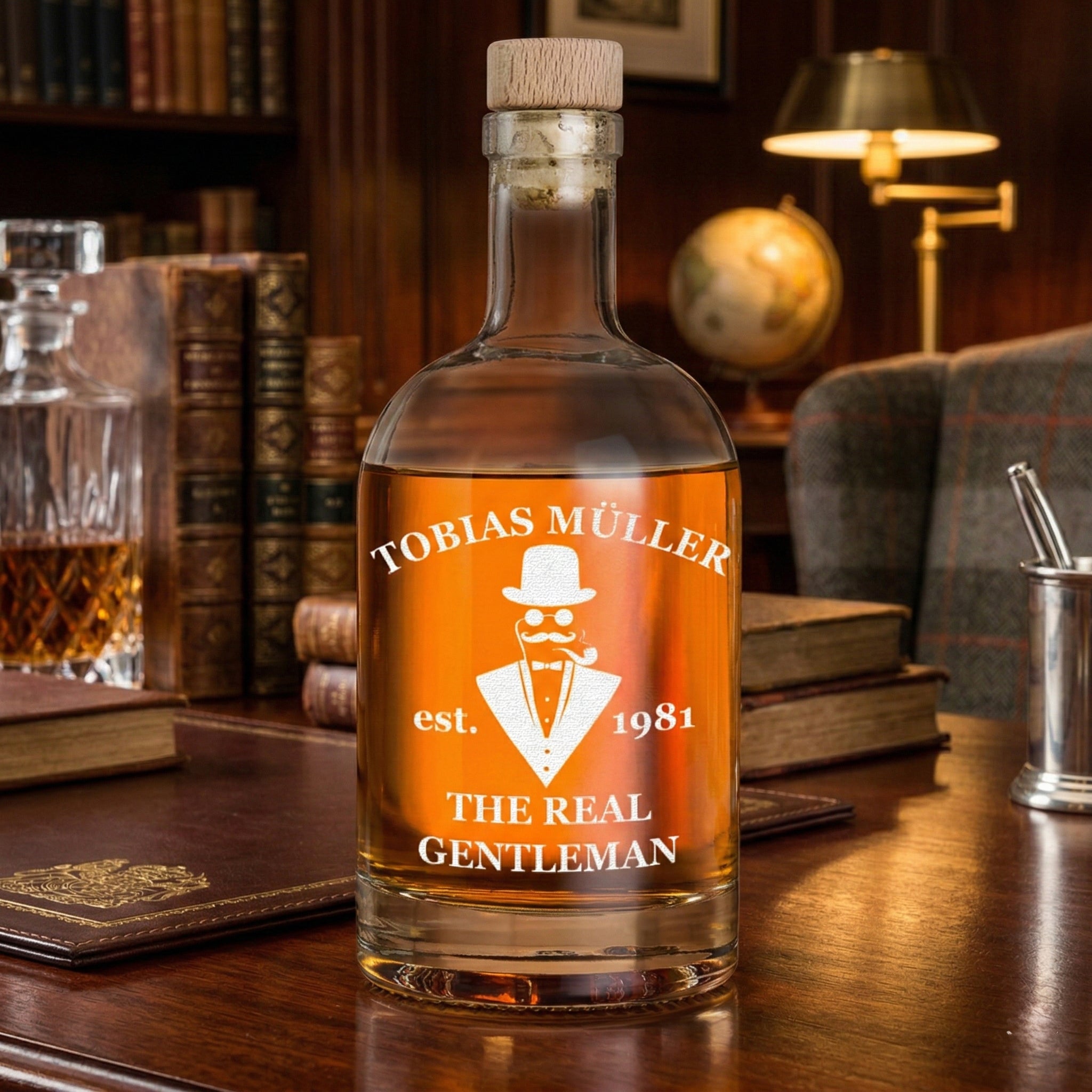 Whisky Karaffe 700 ml mit personalisierter Gravur - Motiv Gentleman