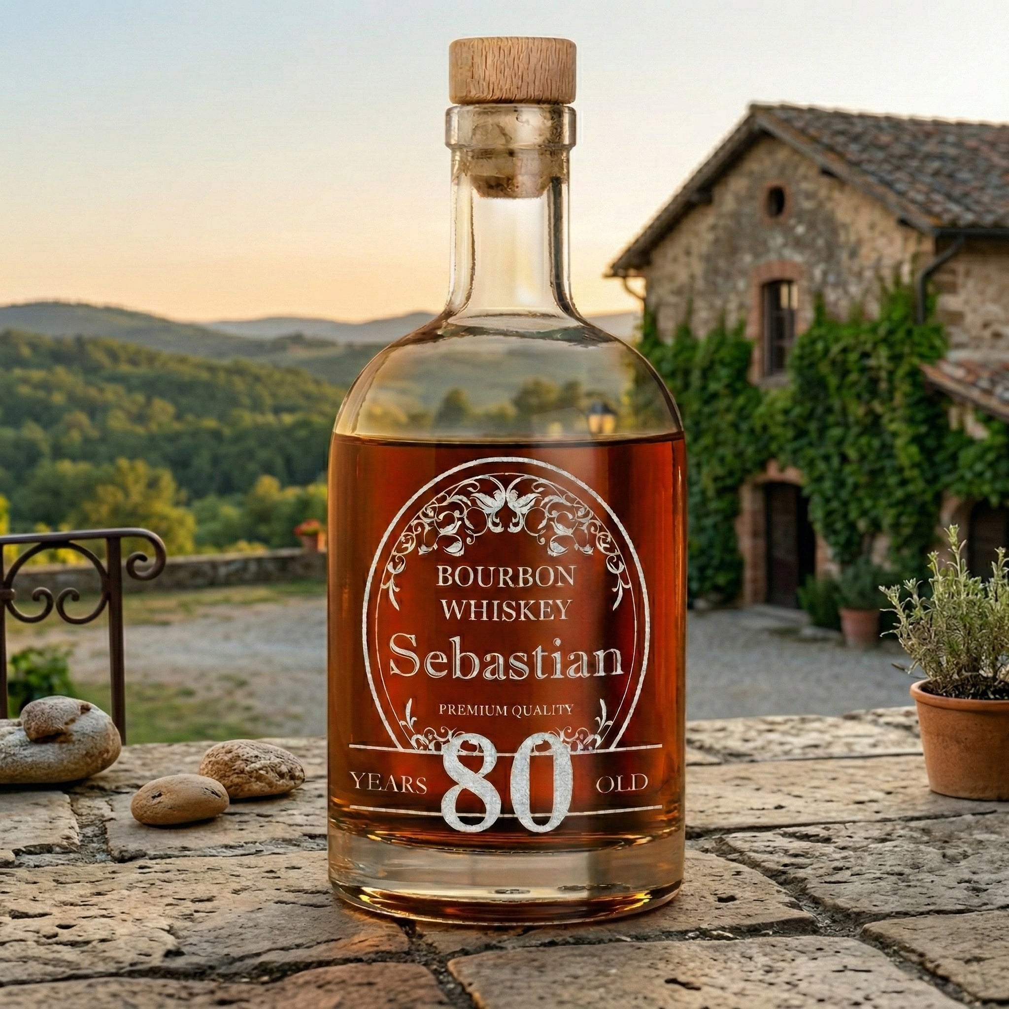 Personalisierte Whisky Flasche 700 ml aus Glas mit Gravur - für Scotch, Bourbon & Rum