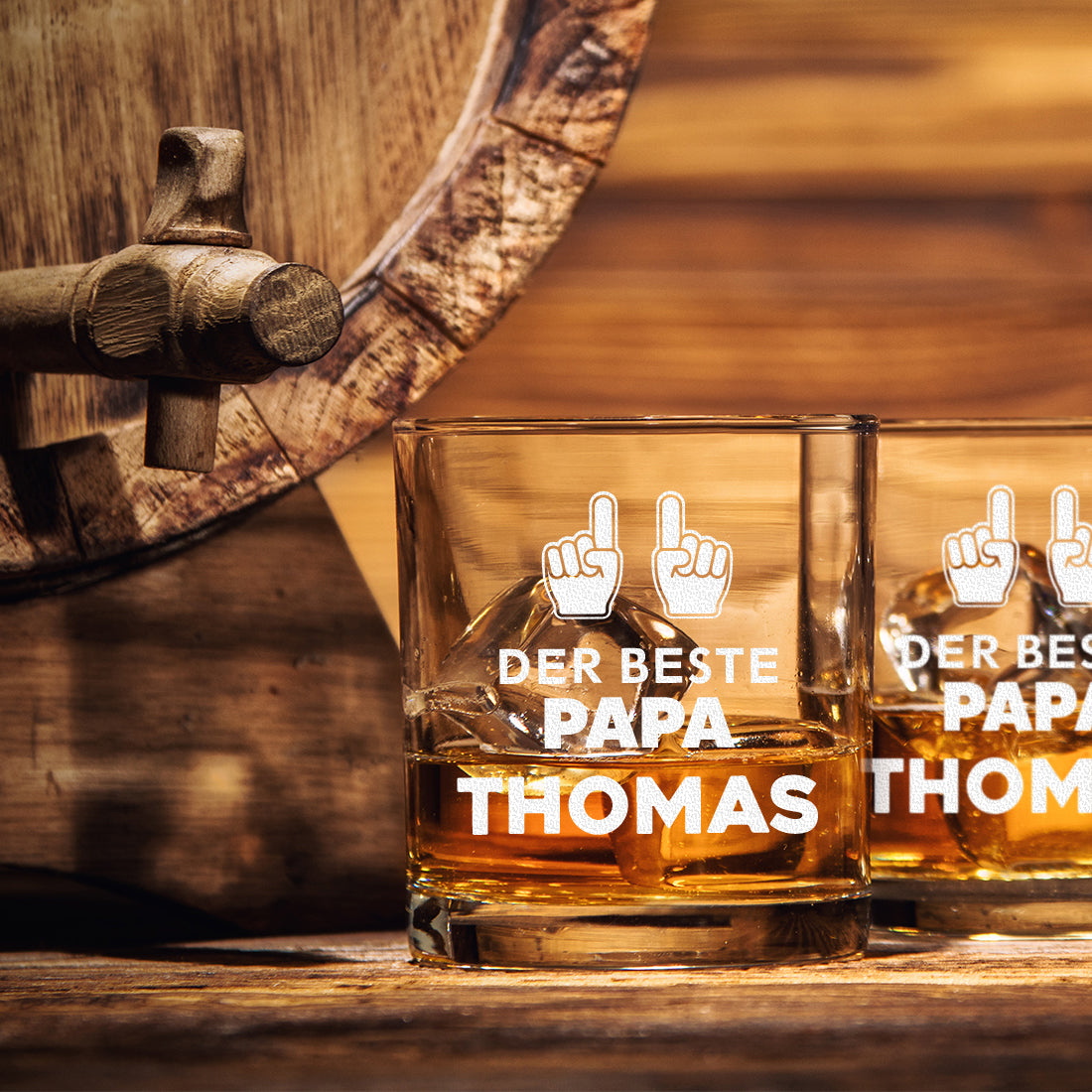 Whiskyglas 320 ml mit Gravur zum Vatertag - Motiv "Der beste Papa"