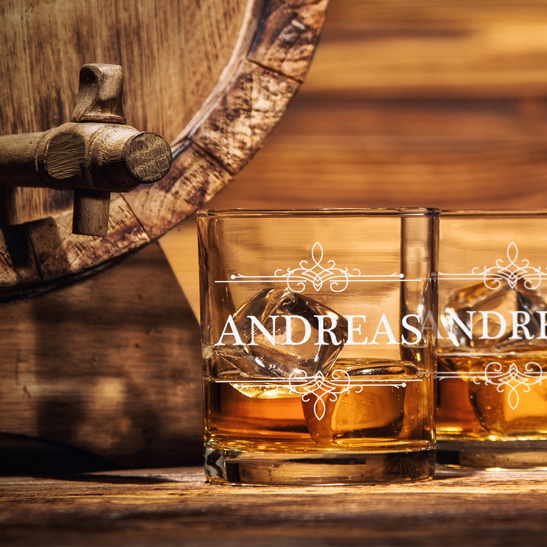 Personalisiertes Whiskyglas 320 ml mit Ornament Motiv - perfekt als Geschenk